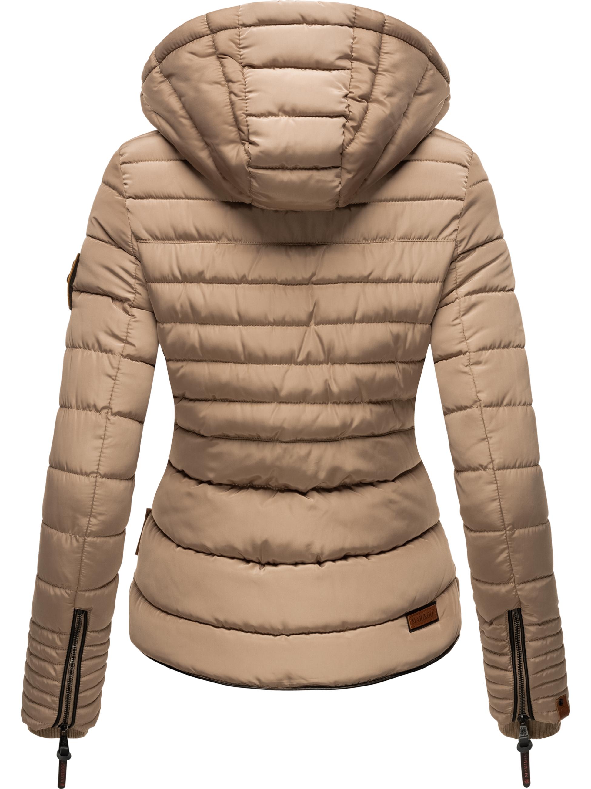 Kurze Winter Steppjacke mit Kapuze "Amber" Taupe