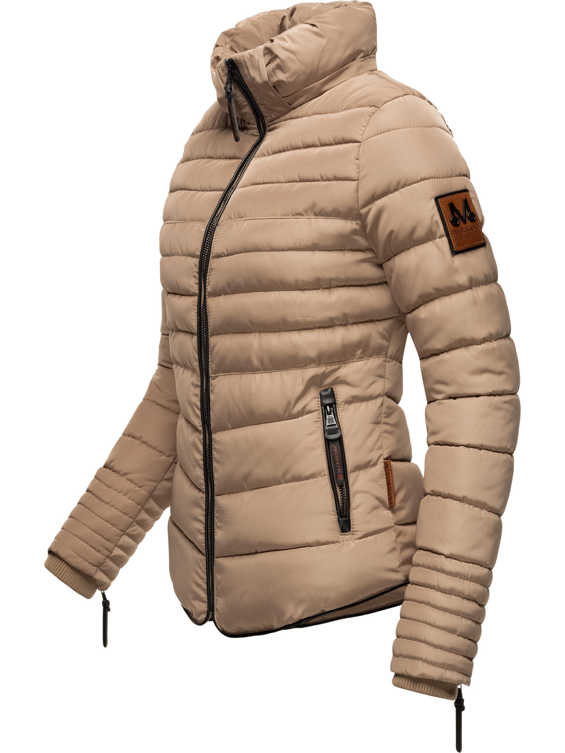 Kurze Winter Steppjacke mit Kapuze "Amber" Taupe