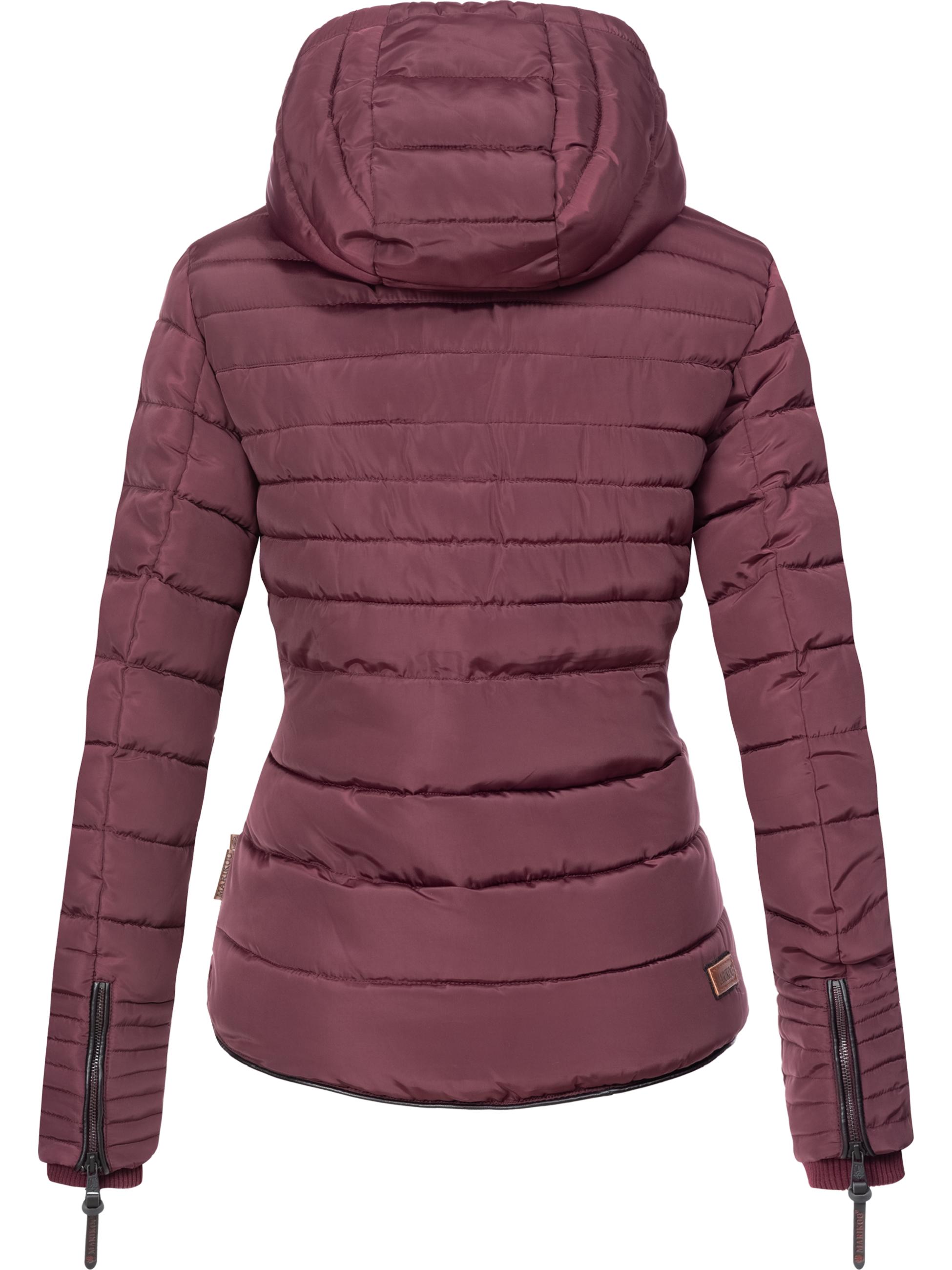 Kurze Winter Steppjacke mit Kapuze "Amber" Weinrot