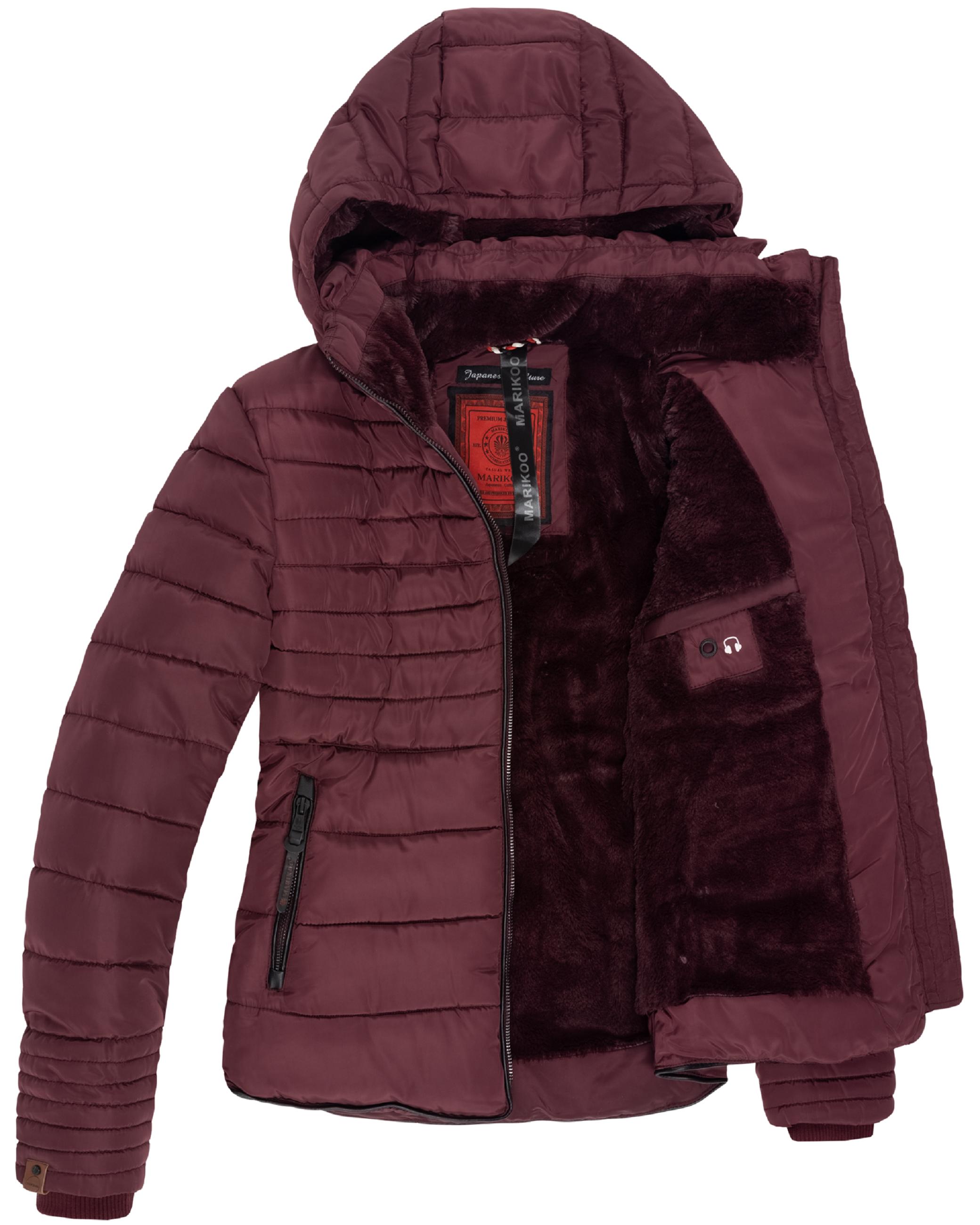 Kurze Winter Steppjacke mit Kapuze "Amber" Weinrot