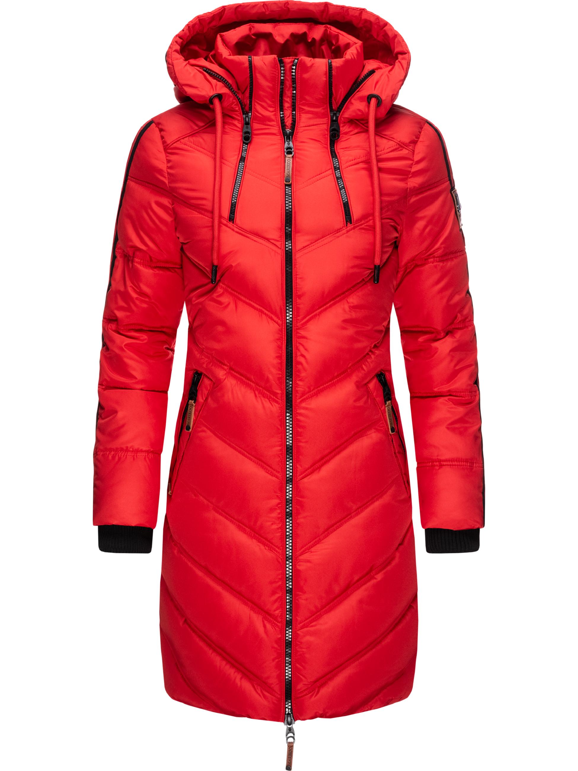 Langer Winter Steppmantel mit Kapuze "Armasa" Rot