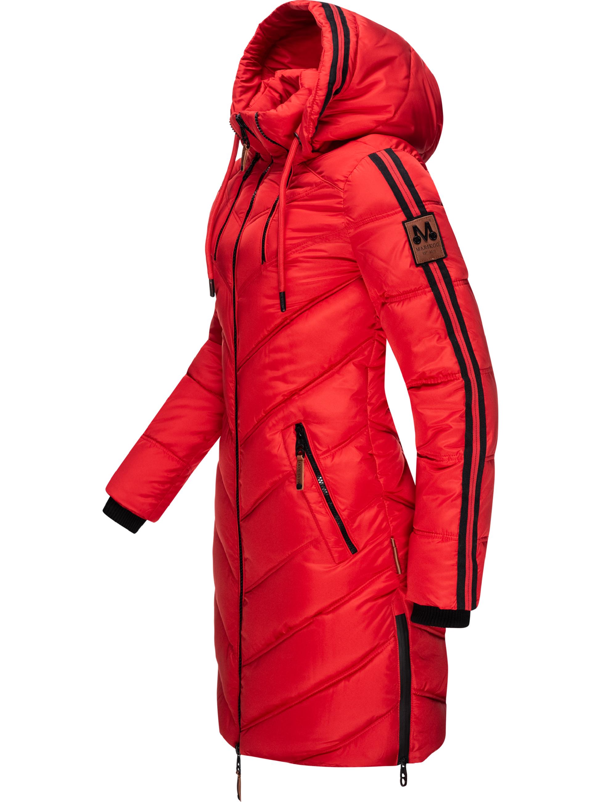Langer Winter Steppmantel mit Kapuze "Armasa" Rot