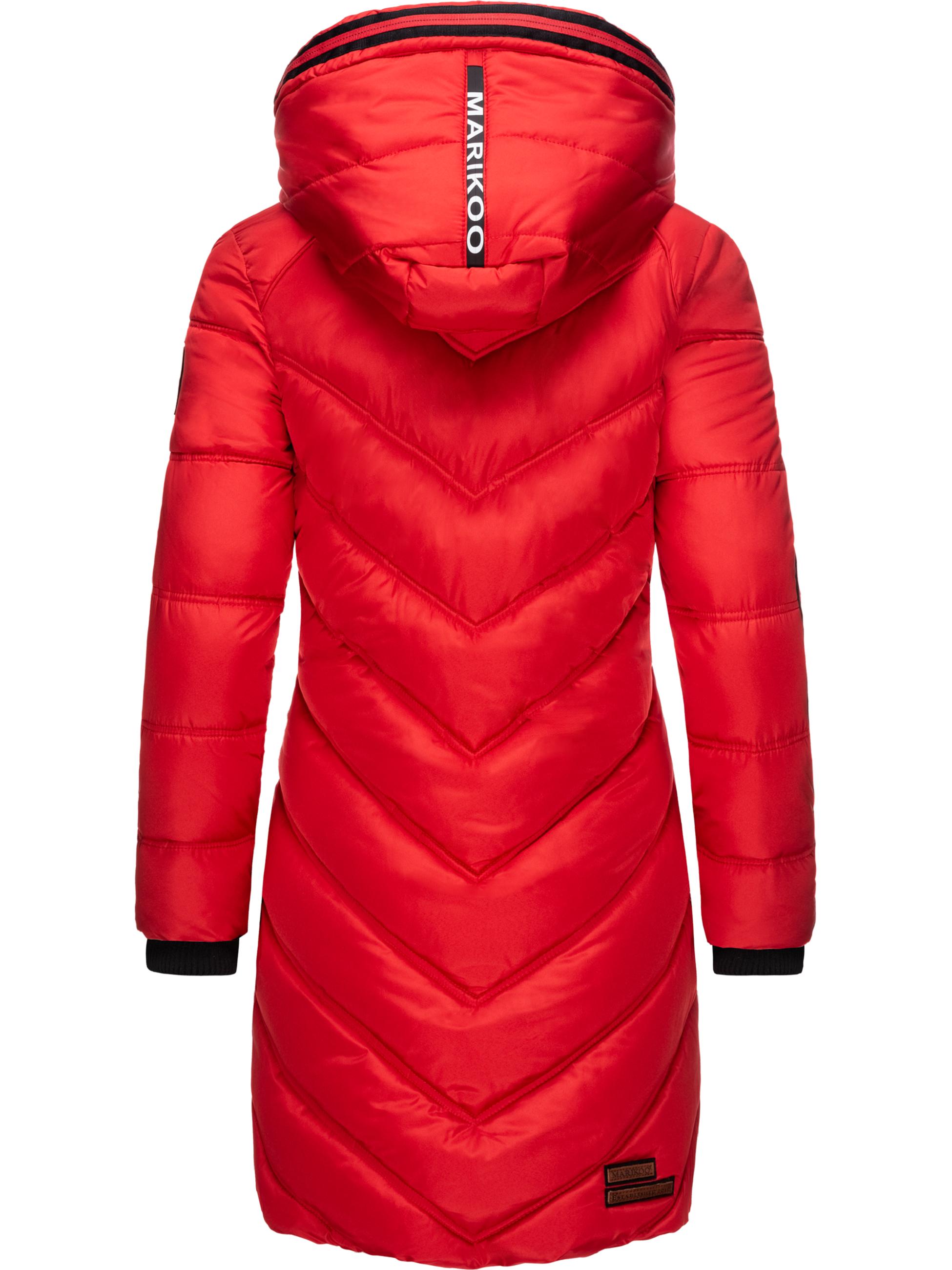 Langer Winter Steppmantel mit Kapuze "Armasa" Rot