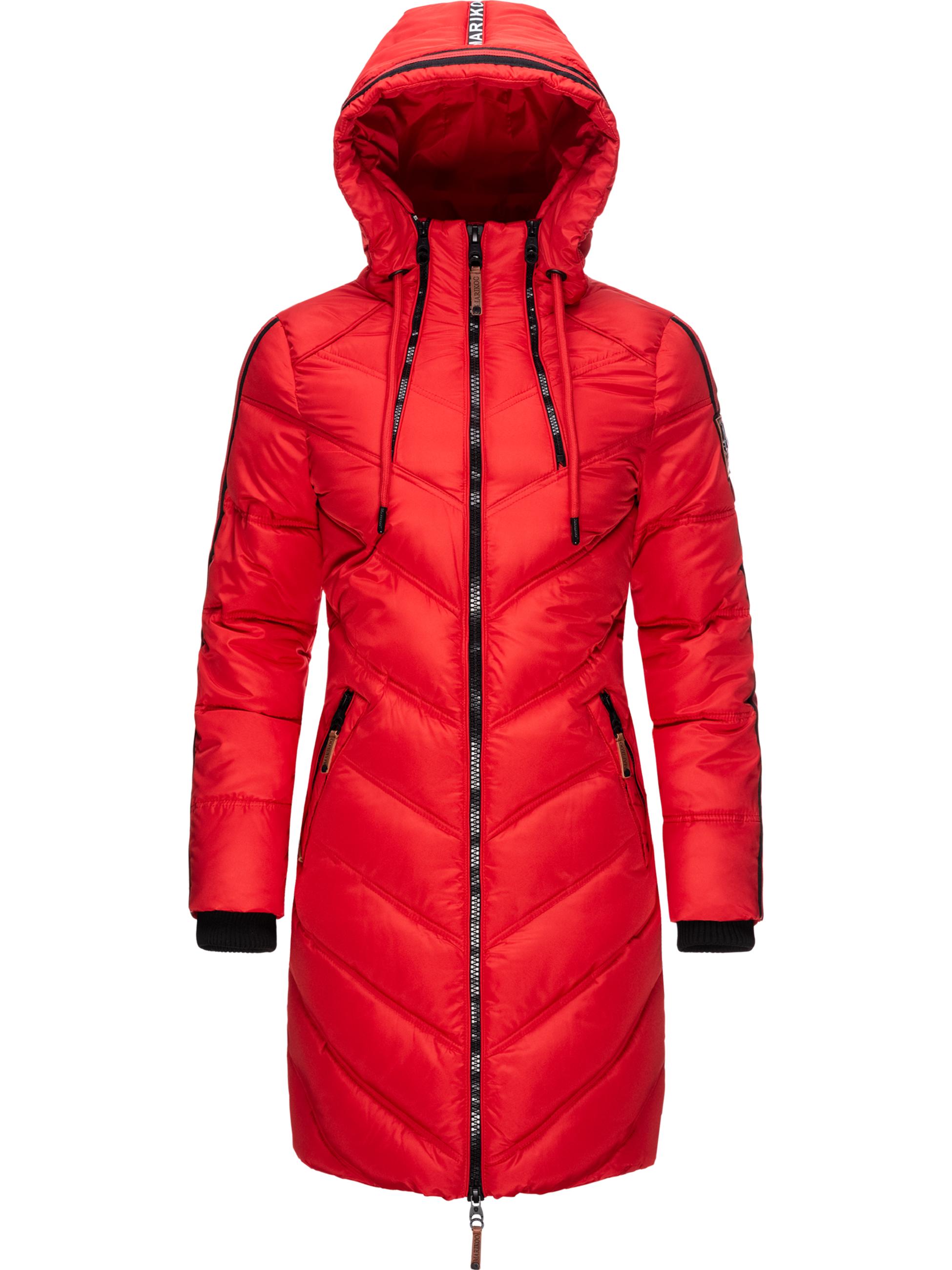 Langer Winter Steppmantel mit Kapuze "Armasa" Rot
