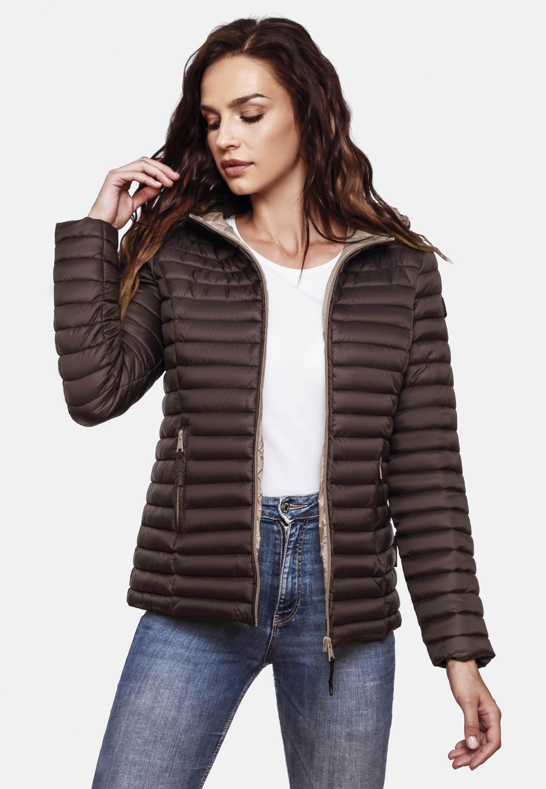 Leichte Steppjacke mit Kapuze "Asraa" Dark Choco