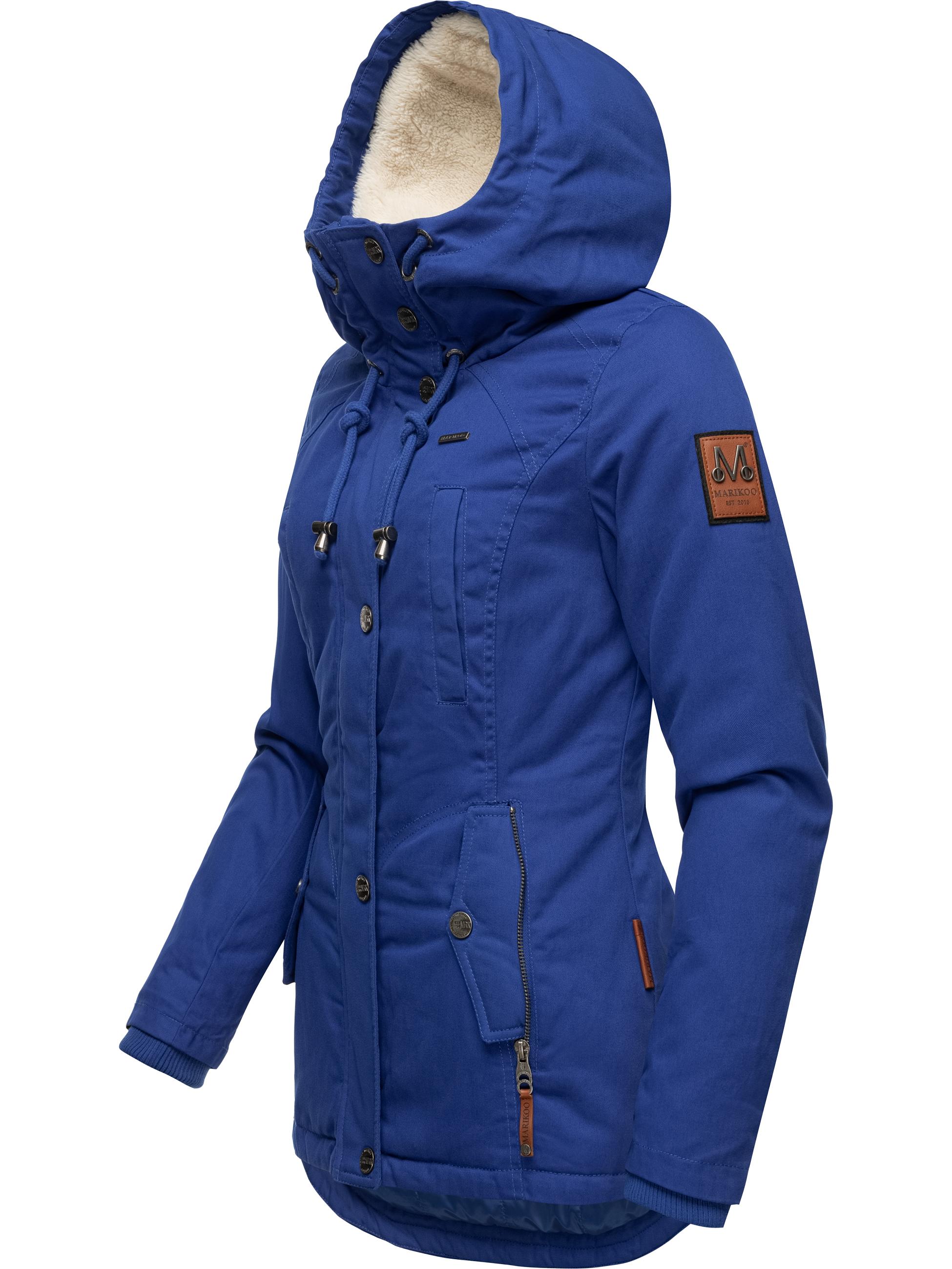 Kurzer Baumwoll-Wintermantel mit Kapuze "Bikoo" Blue Jean