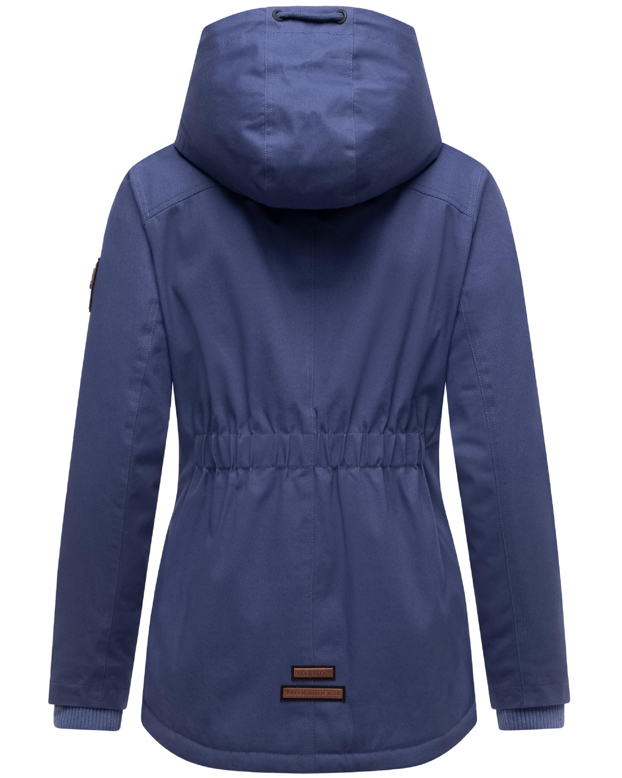 Kurzer Baumwoll-Wintermantel mit Kapuze "Bikoo" Blue Violet with black fur