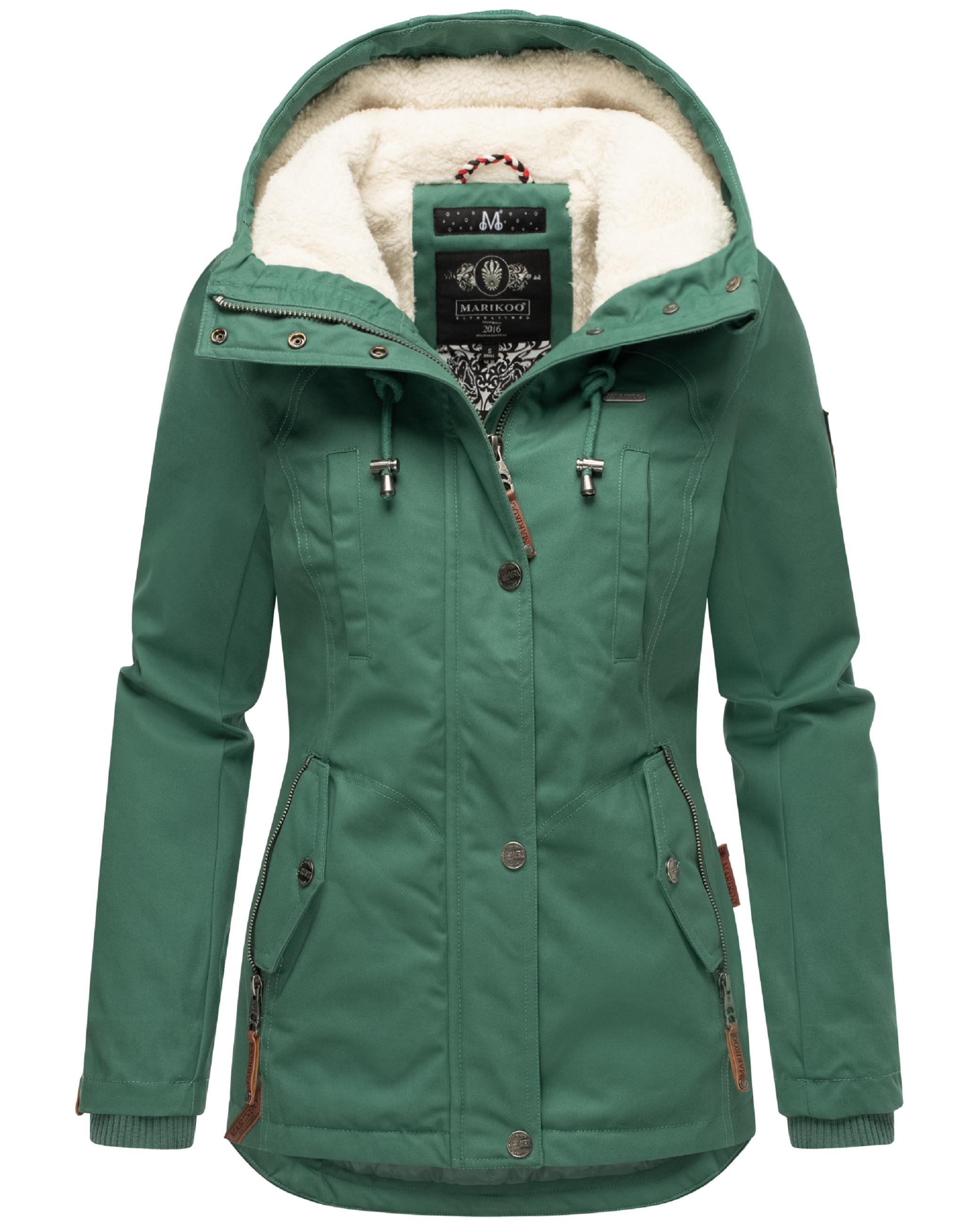 Kurzer Baumwoll-Wintermantel mit Kapuze "Bikoo" Dusty Green