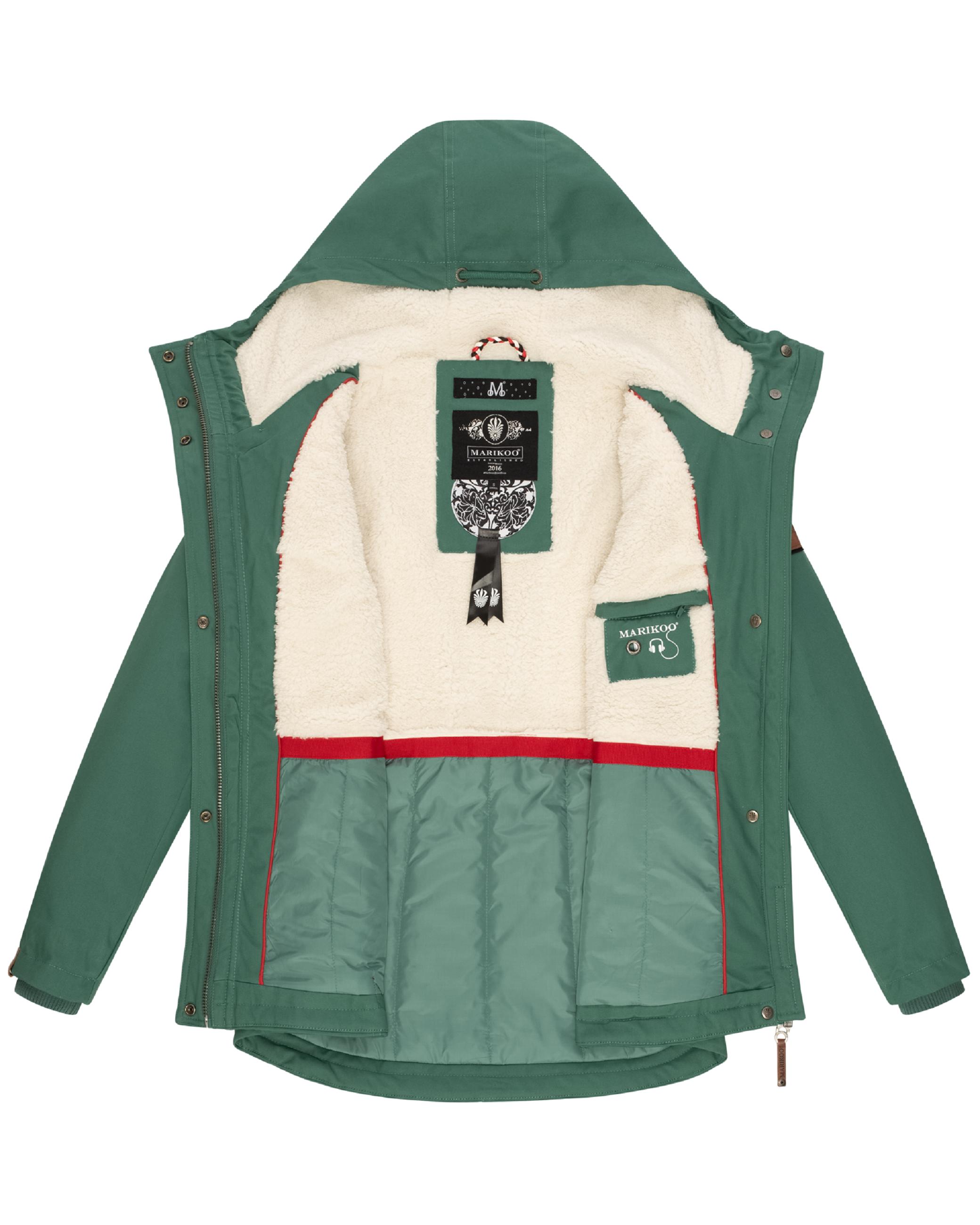 Kurzer Baumwoll-Wintermantel mit Kapuze "Bikoo" Dusty Green