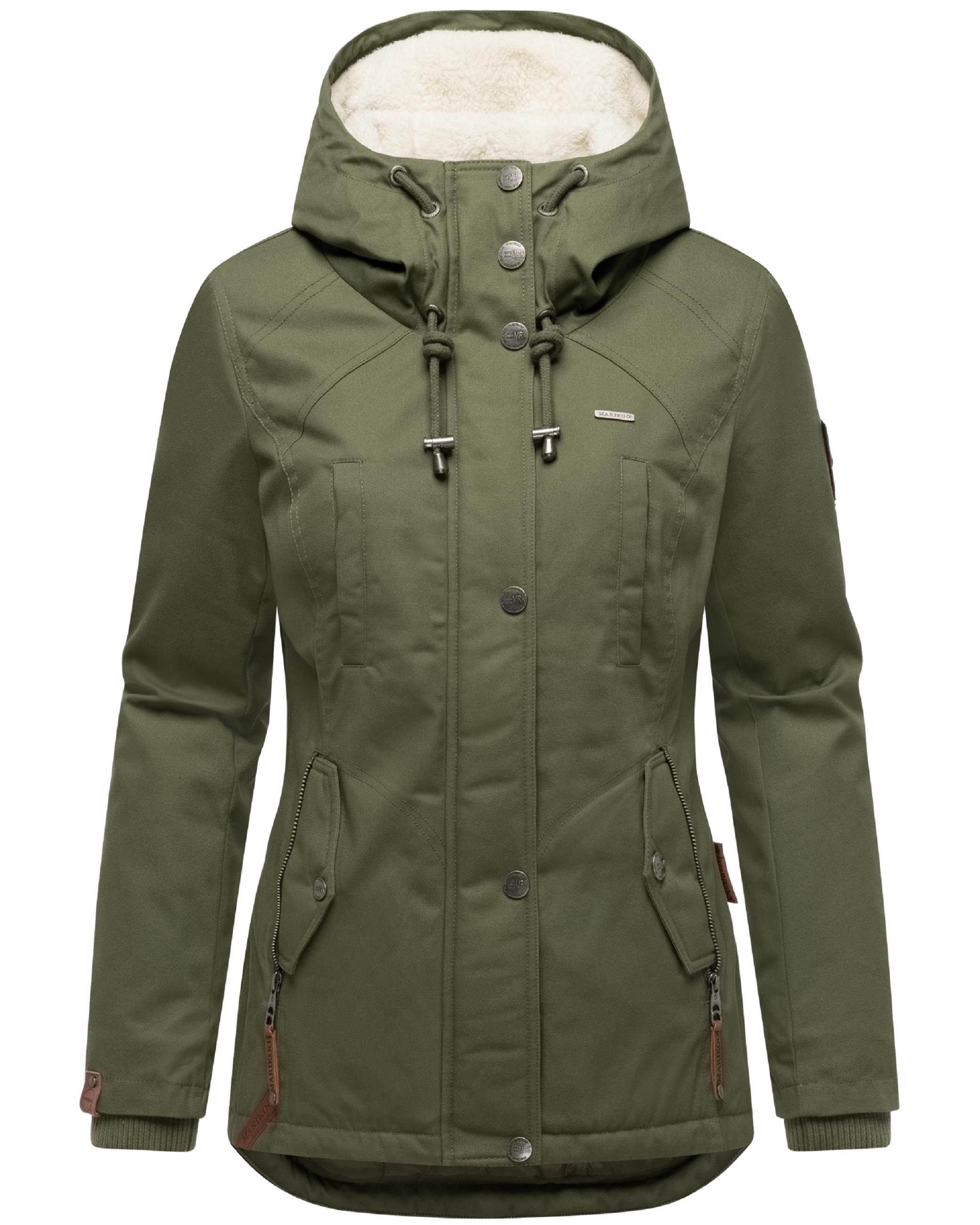 Kurzer Baumwoll-Wintermantel mit Kapuze "Bikoo" Olive Leaf