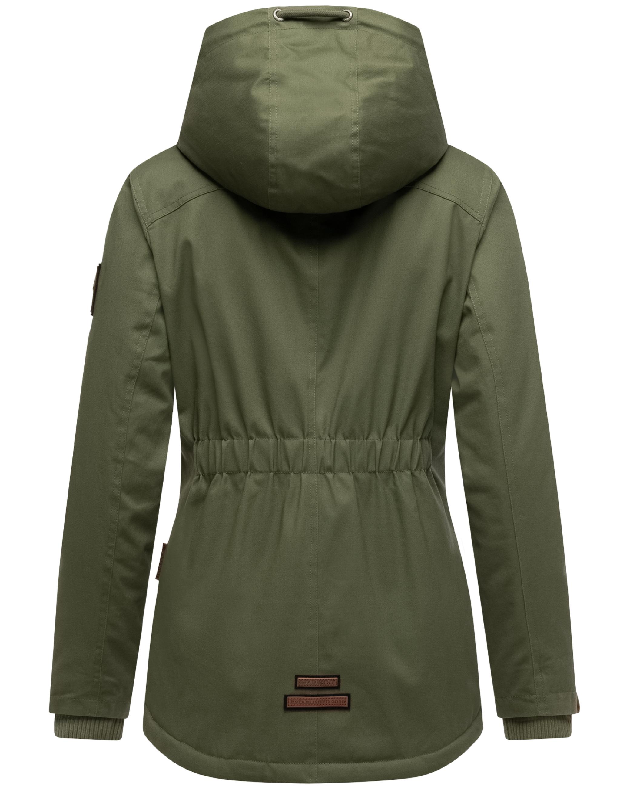 Kurzer Baumwoll-Wintermantel mit Kapuze "Bikoo" Olive Leaf