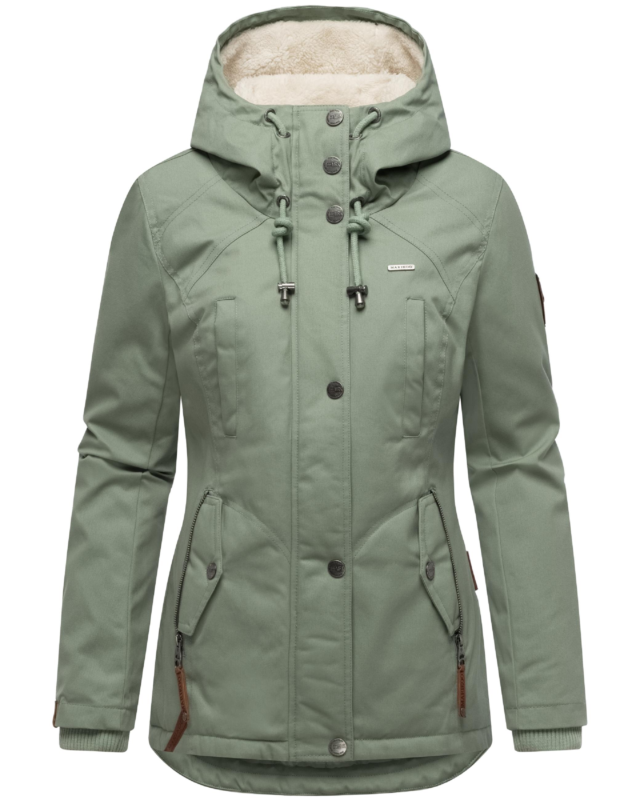 Kurzer Baumwoll-Wintermantel mit Kapuze "Bikoo" Smokey Mint