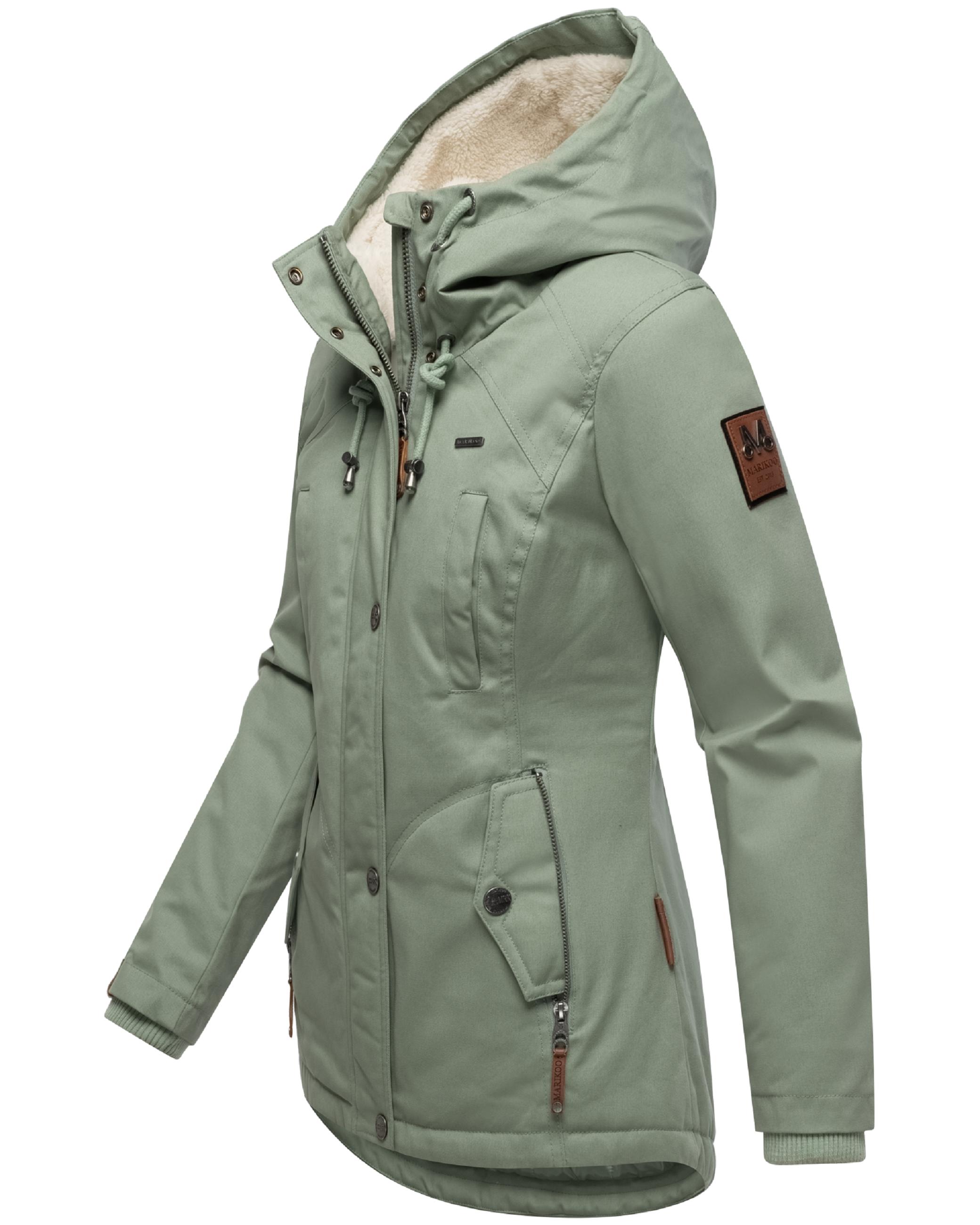Kurzer Baumwoll-Wintermantel mit Kapuze "Bikoo" Smokey Mint