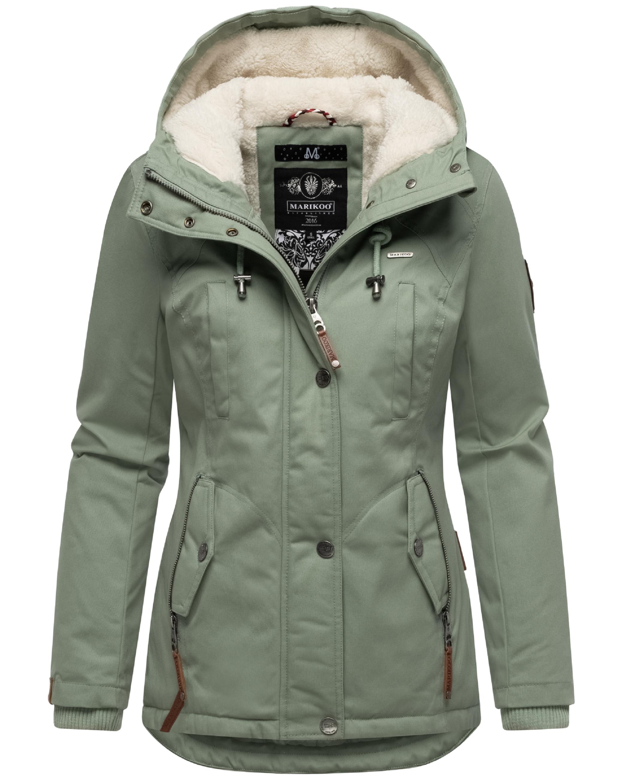Kurzer Baumwoll-Wintermantel mit Kapuze "Bikoo" Smokey Mint