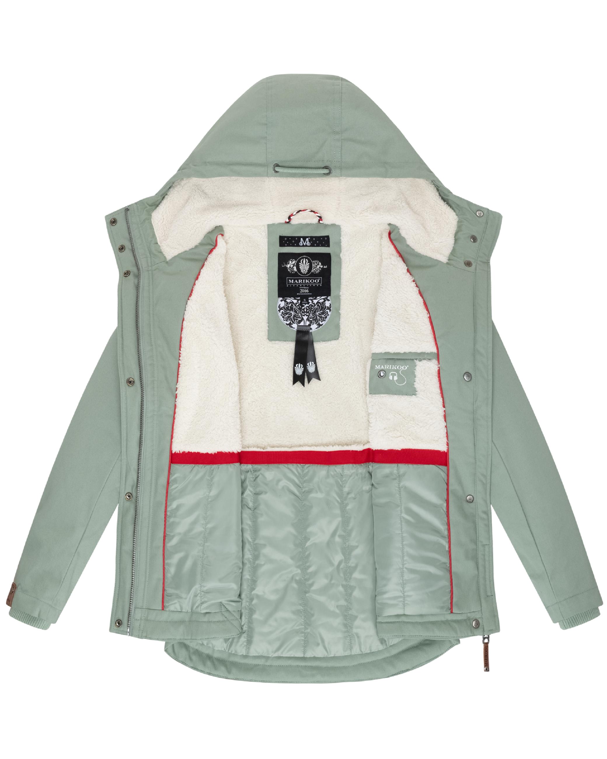 Kurzer Baumwoll-Wintermantel mit Kapuze "Bikoo" Smokey Mint