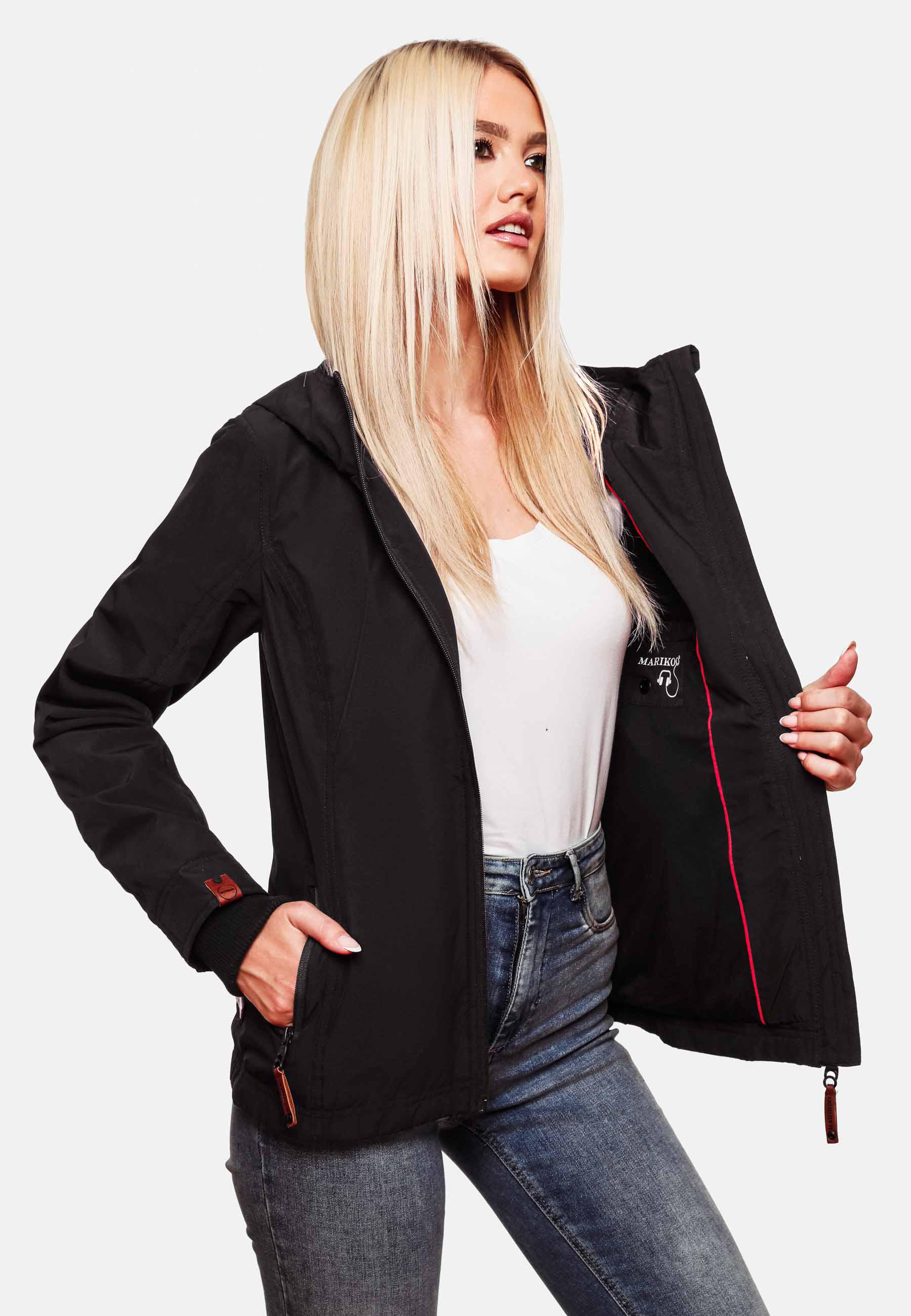 Leichte Übergangsjacke mit Kapuze "Brombeere" Black