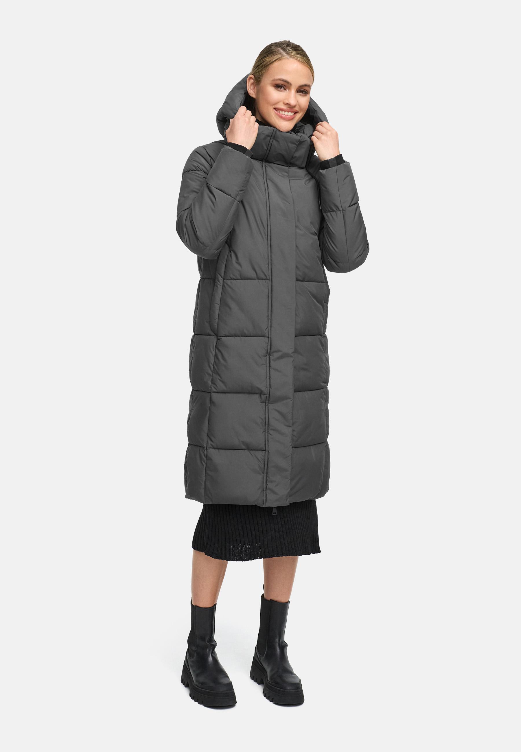 Winter Steppmantel mit abnehmbarer Kapuze "Chumanii XVI" Anthracite