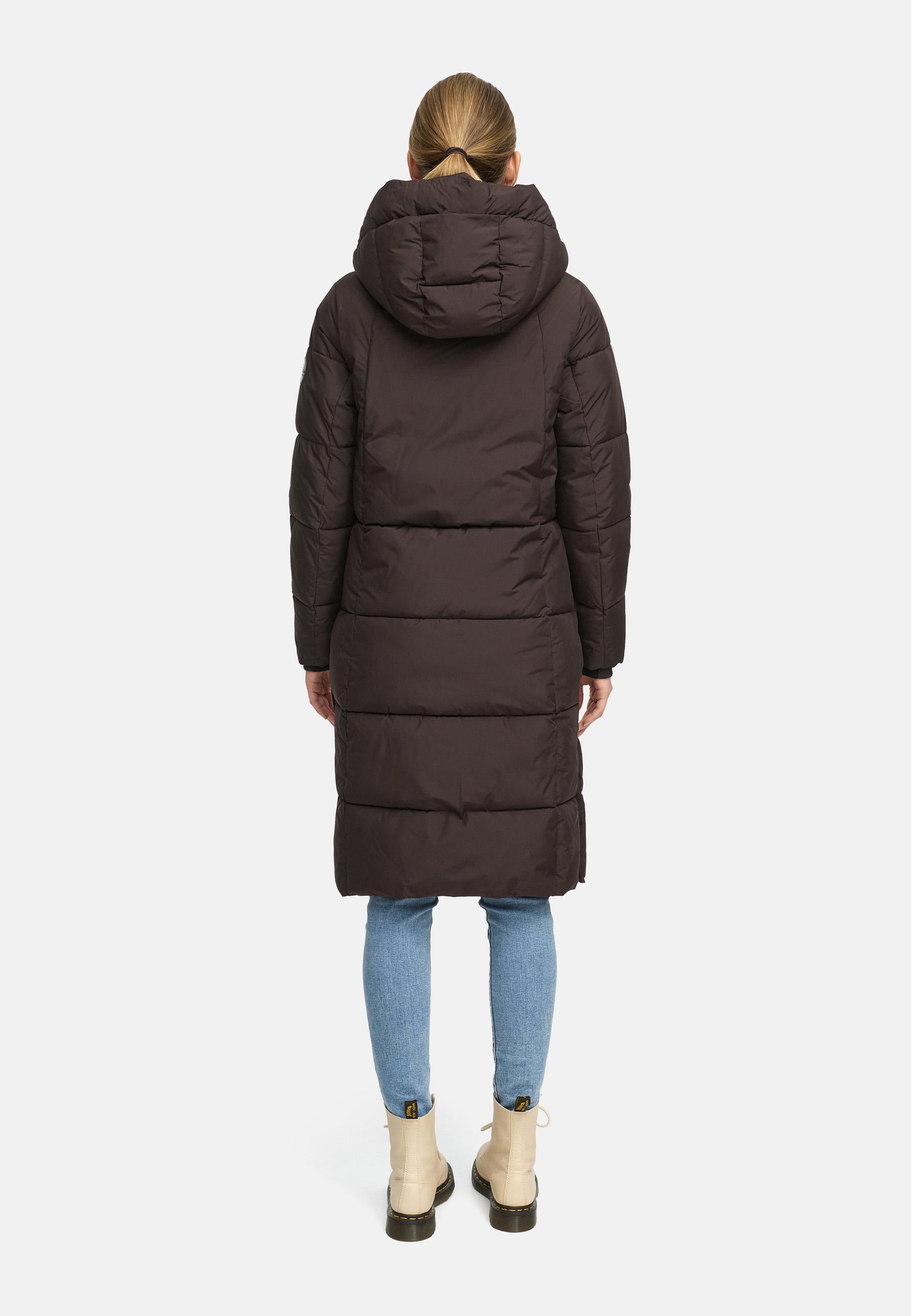 Winter Steppmantel mit abnehmbarer Kapuze "Chumanii XVI" Choco