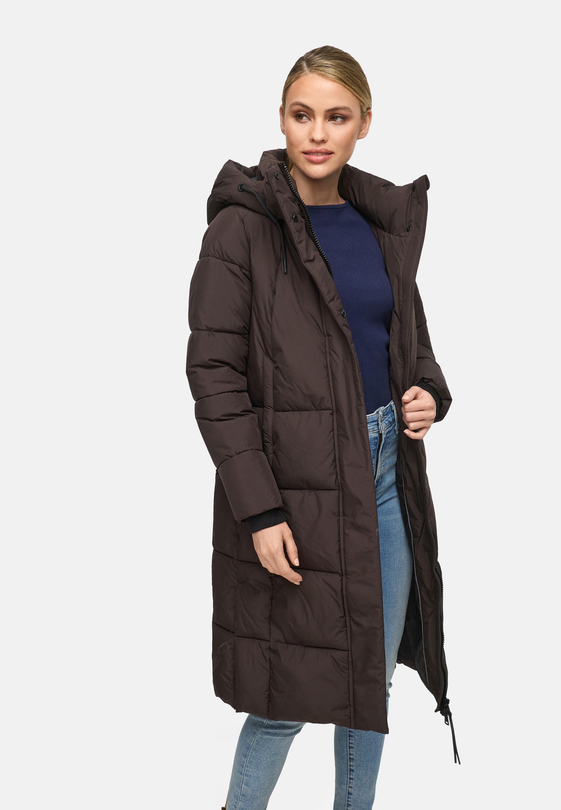 Winter Steppmantel mit abnehmbarer Kapuze "Chumanii XVI" Choco