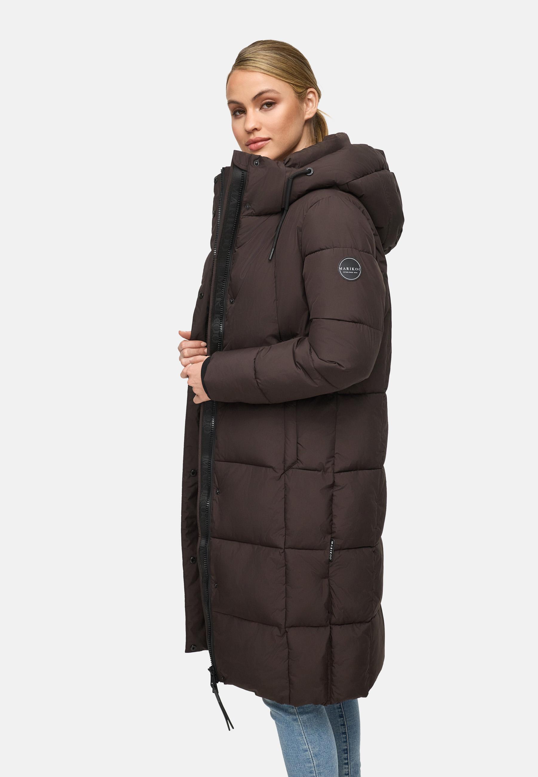 Winter Steppmantel mit abnehmbarer Kapuze "Chumanii XVI" Choco