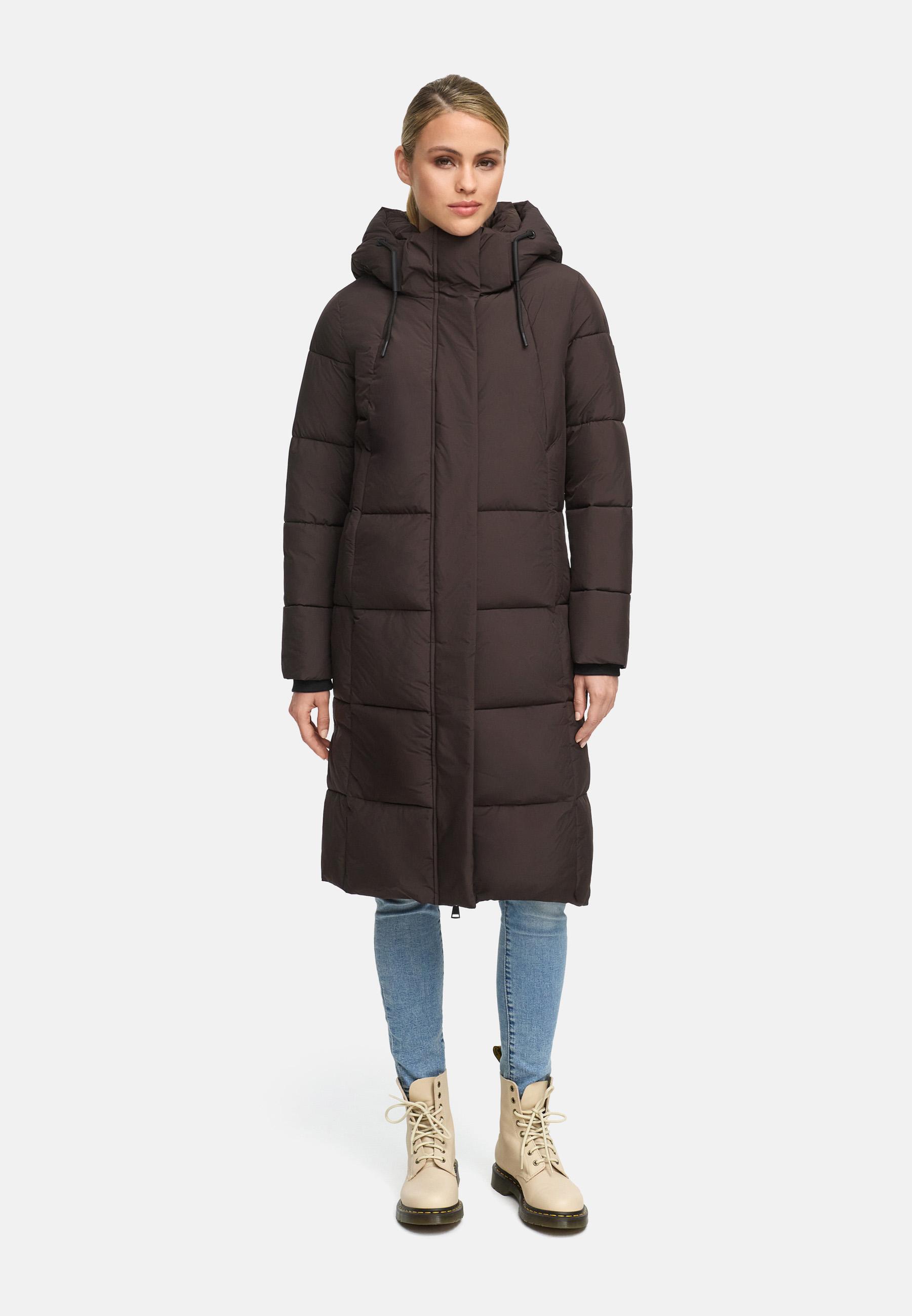 Winter Steppmantel mit abnehmbarer Kapuze "Chumanii XVI" Choco