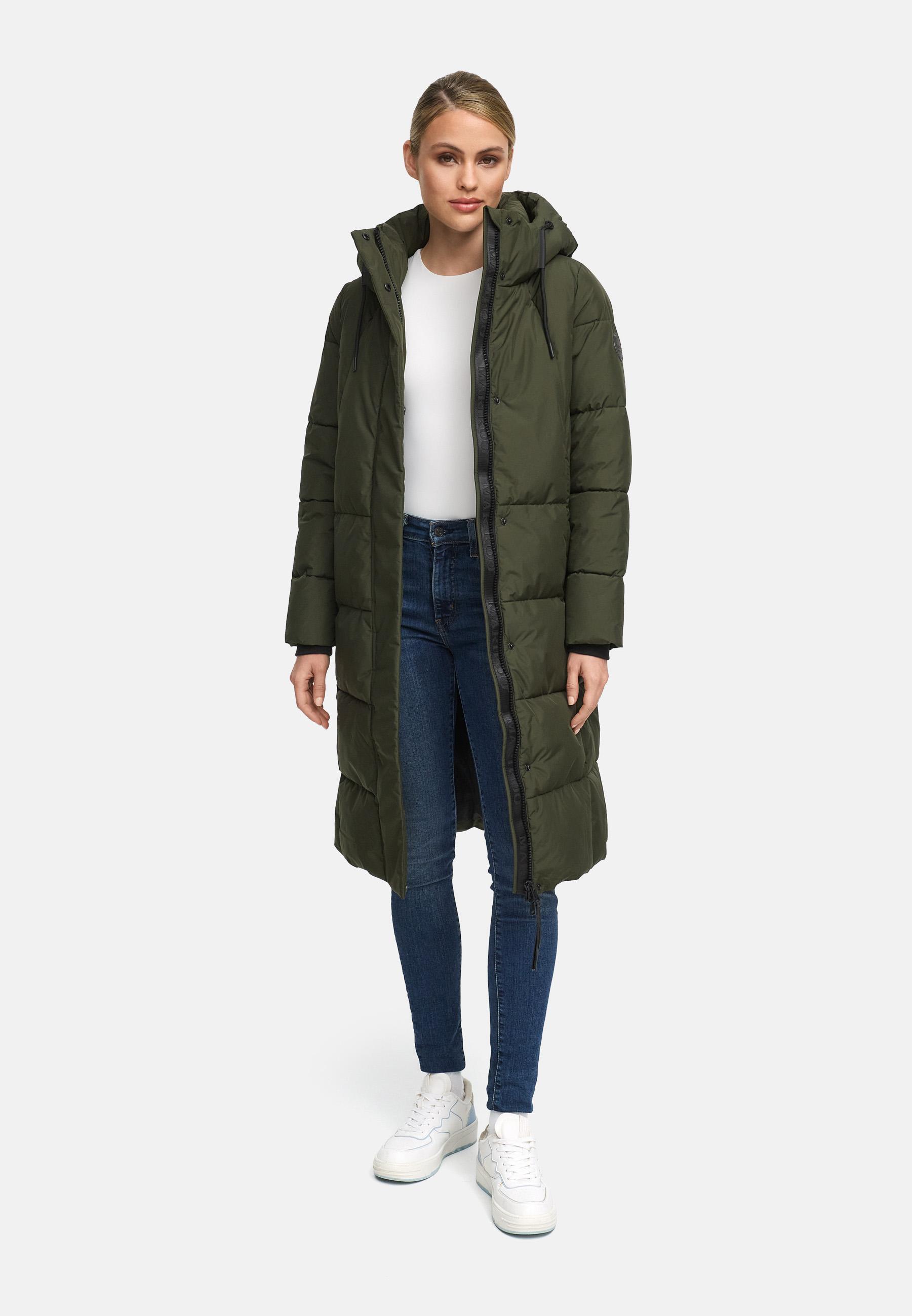 Winter Steppmantel mit abnehmbarer Kapuze "Chumanii XVI" Dark Olive