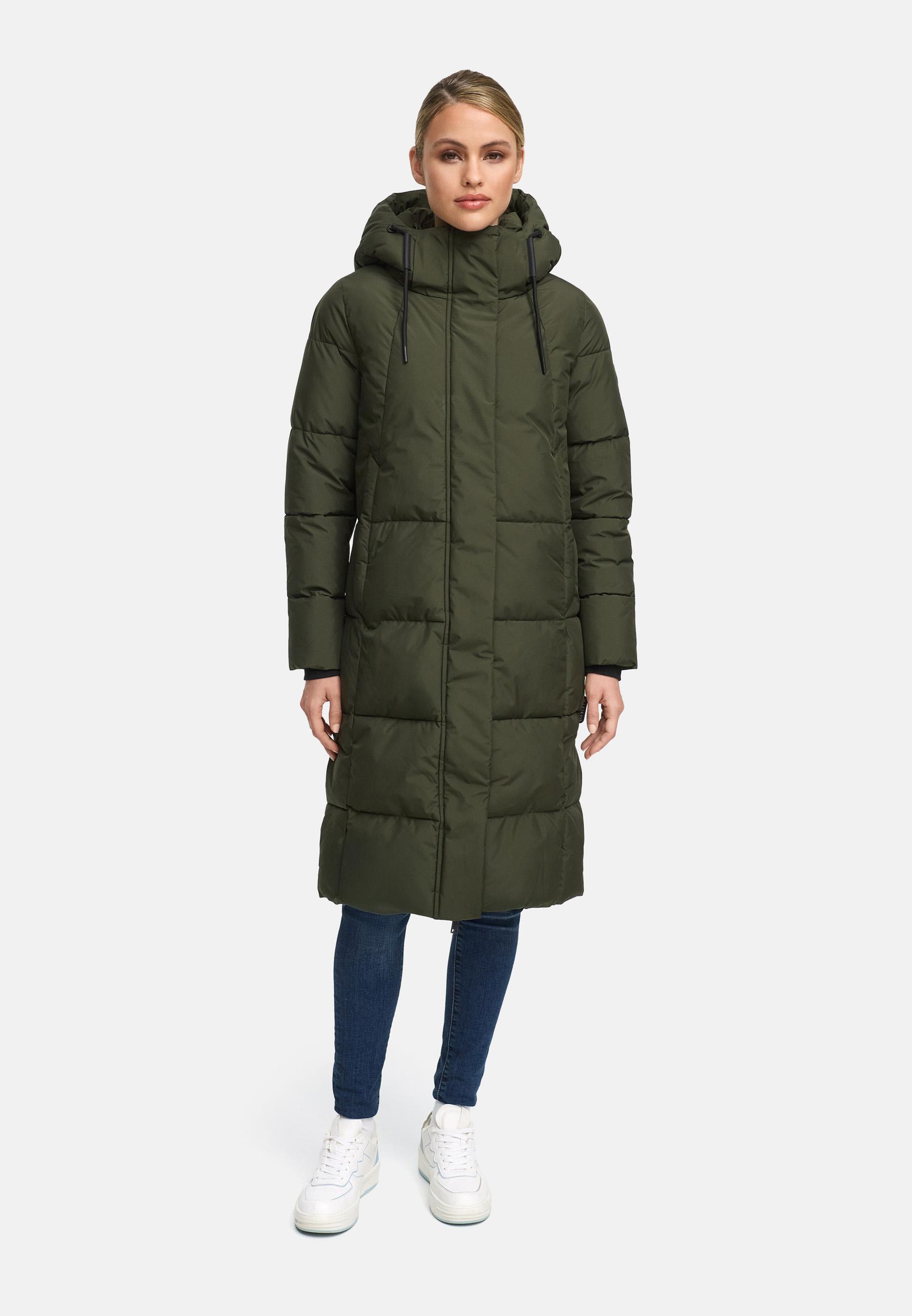 Winter Steppmantel mit abnehmbarer Kapuze "Chumanii XVI" Dark Olive