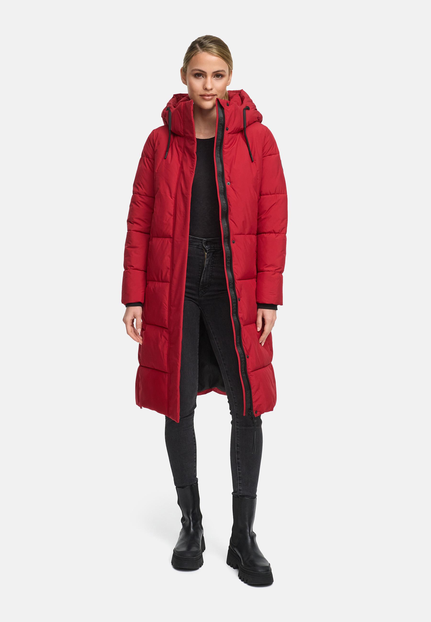 Winter Steppmantel mit abnehmbarer Kapuze "Chumanii XVI" Deep Red