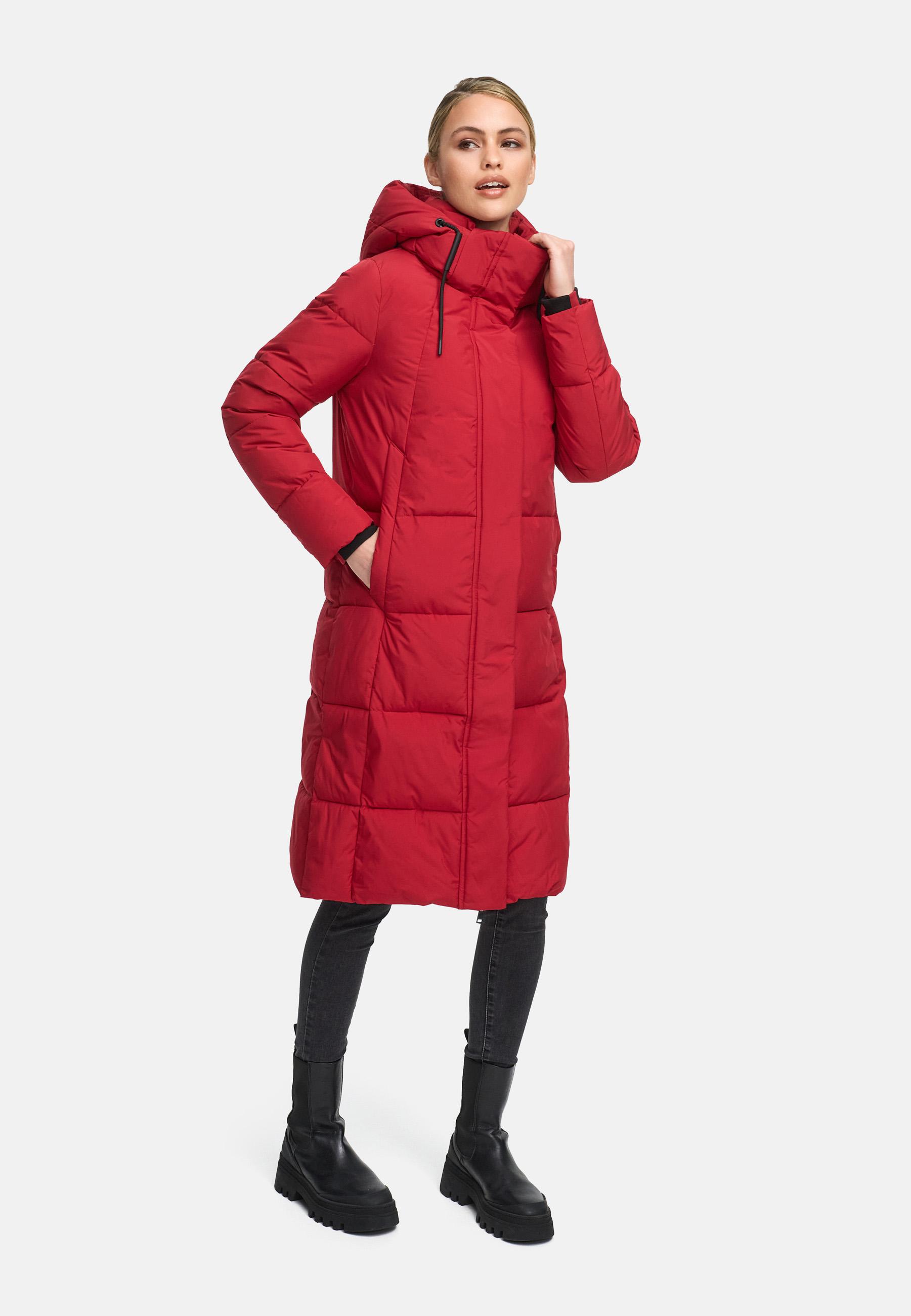 Winter Steppmantel mit abnehmbarer Kapuze "Chumanii XVI" Deep Red