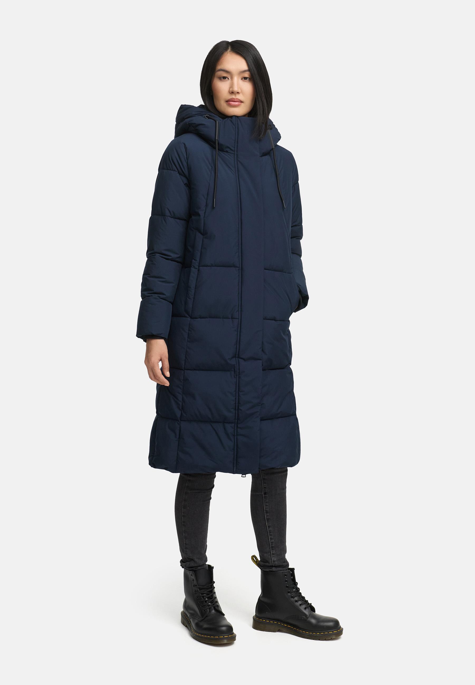 Winter Steppmantel mit abnehmbarer Kapuze "Chumanii XVI" Navy