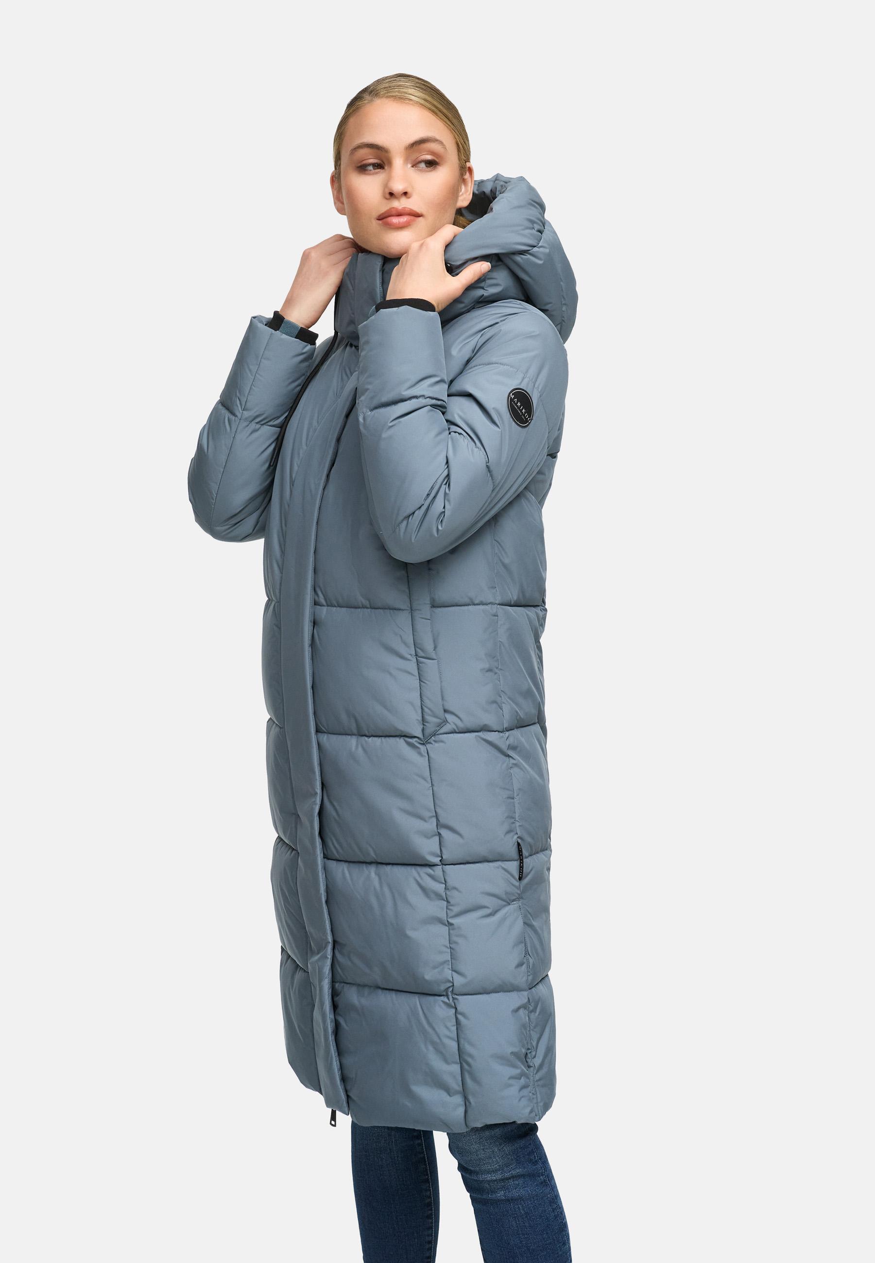 Winter Steppmantel mit abnehmbarer Kapuze "Chumanii XVI" Stormy Blue