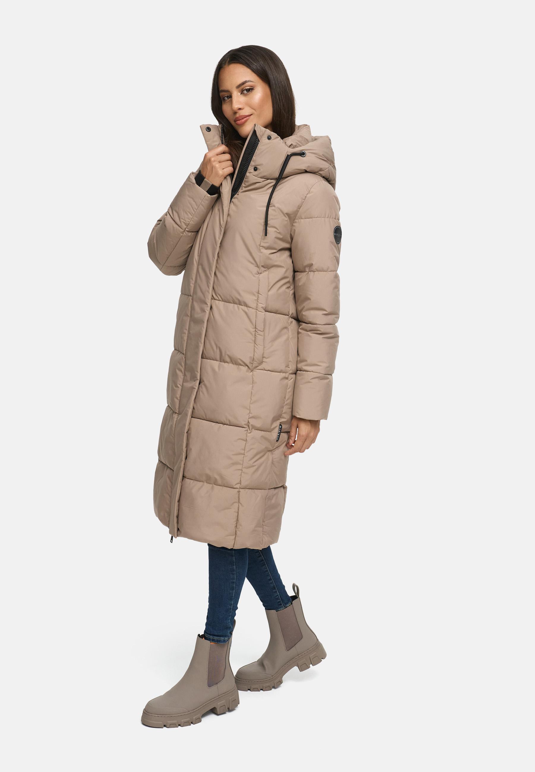 Winter Steppmantel mit abnehmbarer Kapuze "Chumanii XVI" Taupe Grey