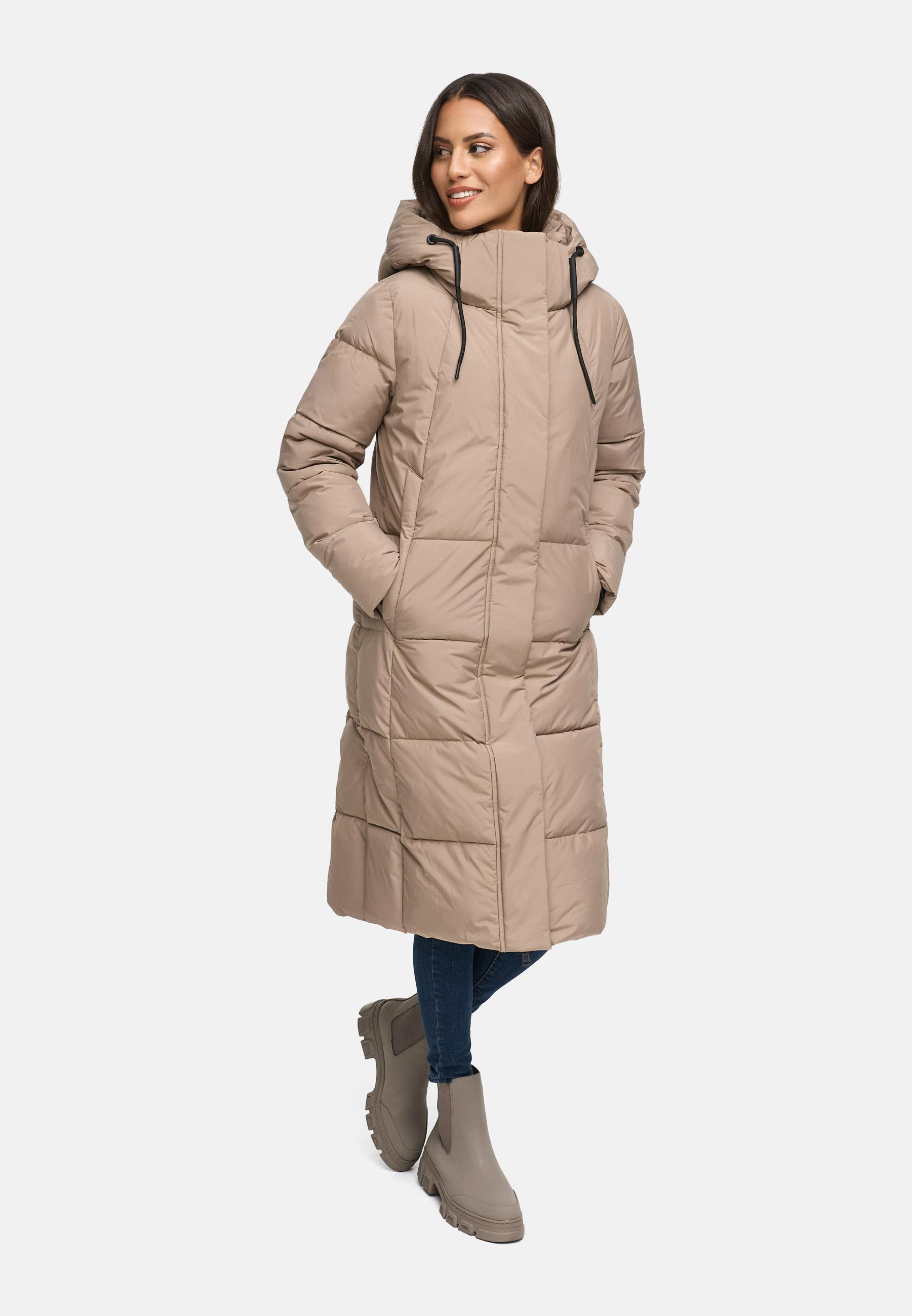 Winter Steppmantel mit abnehmbarer Kapuze "Chumanii XVI" Taupe Grey