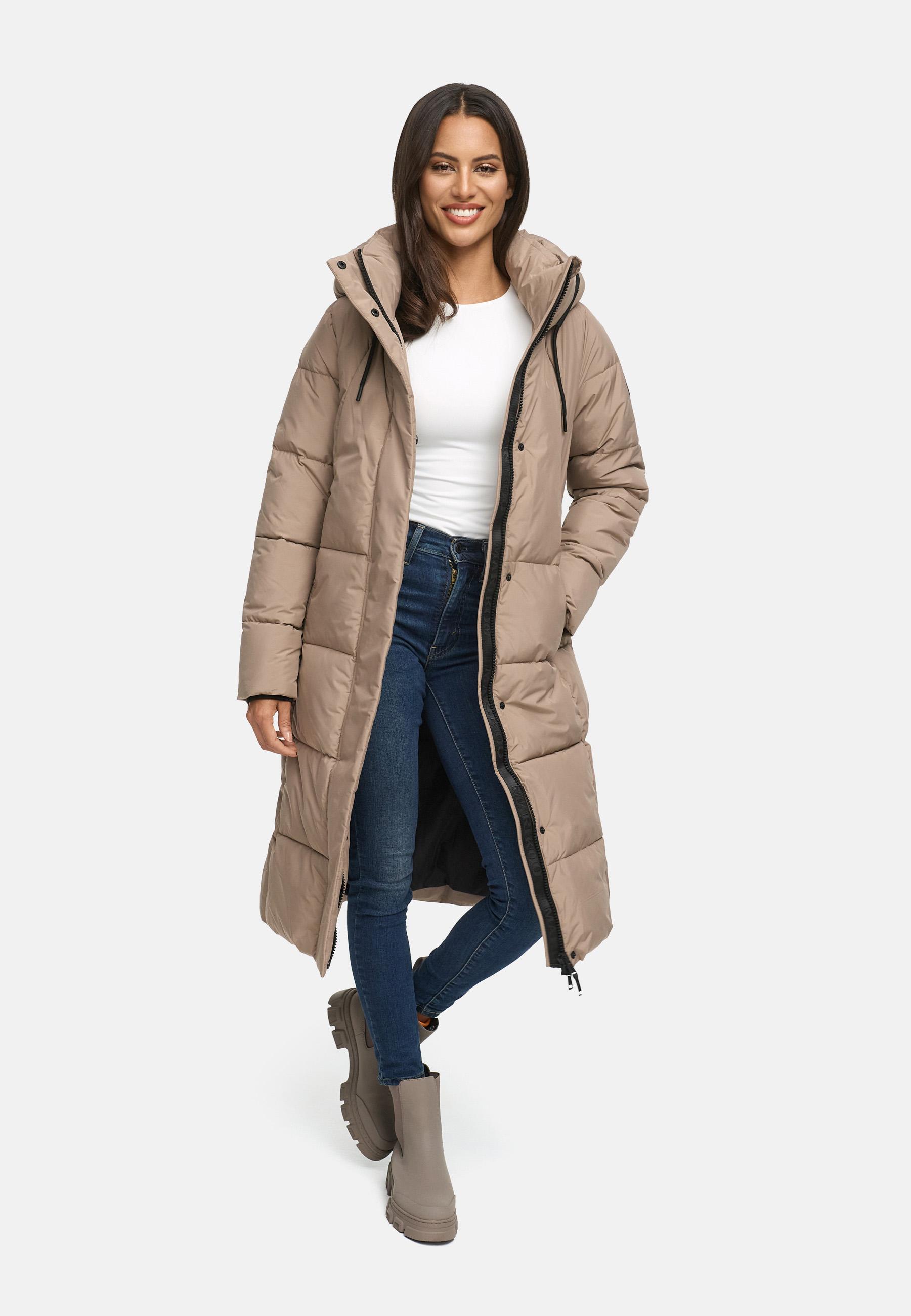 Winter Steppmantel mit abnehmbarer Kapuze "Chumanii XVI" Taupe Grey