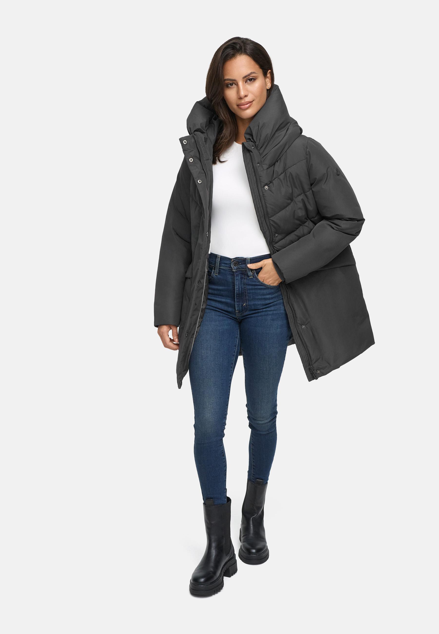 Steppjacke mit Kapuze und Taillenzugband "Delilah 16" Anthracite