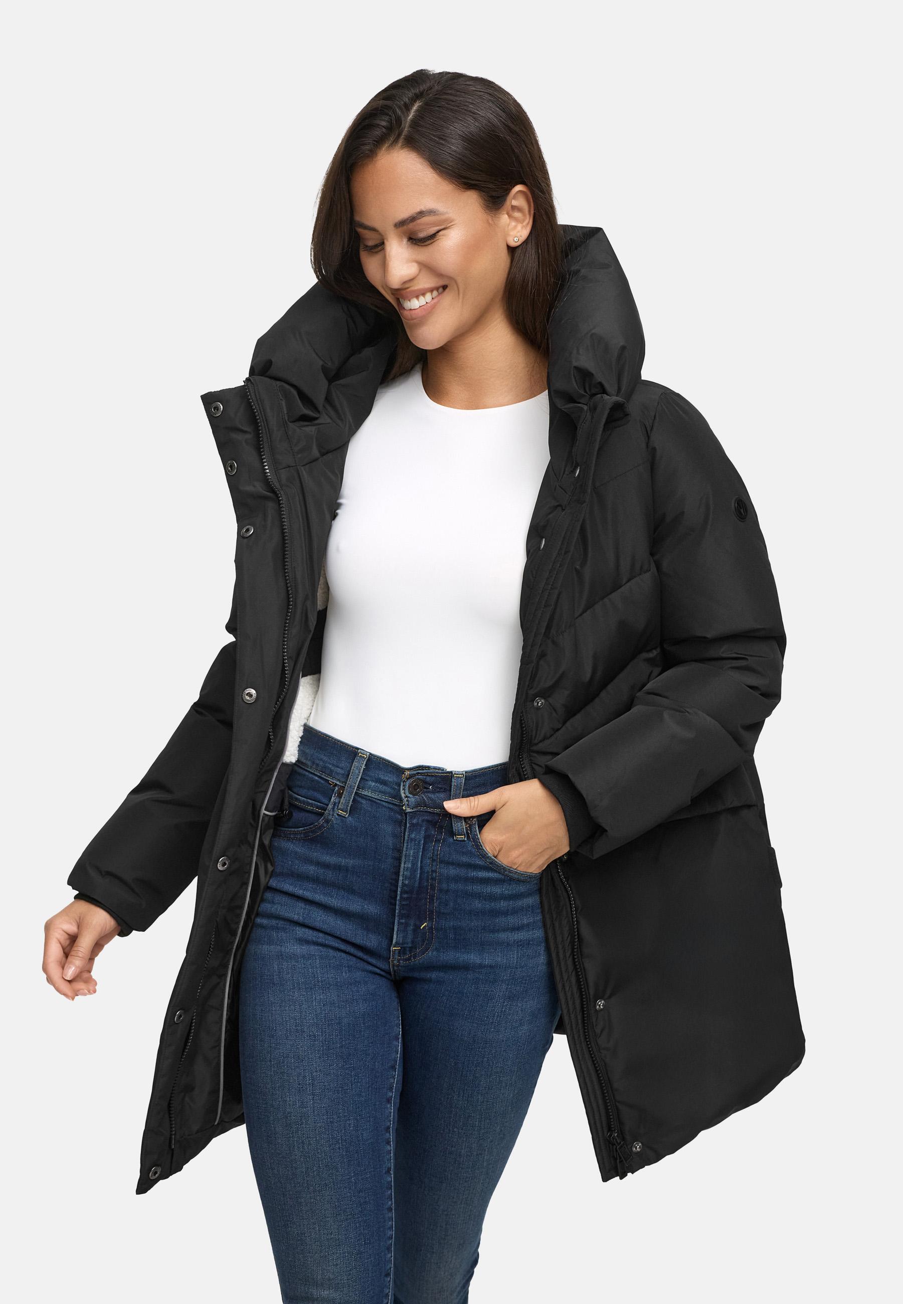Steppjacke mit Kapuze und Taillenzugband "Delilah 16" Black