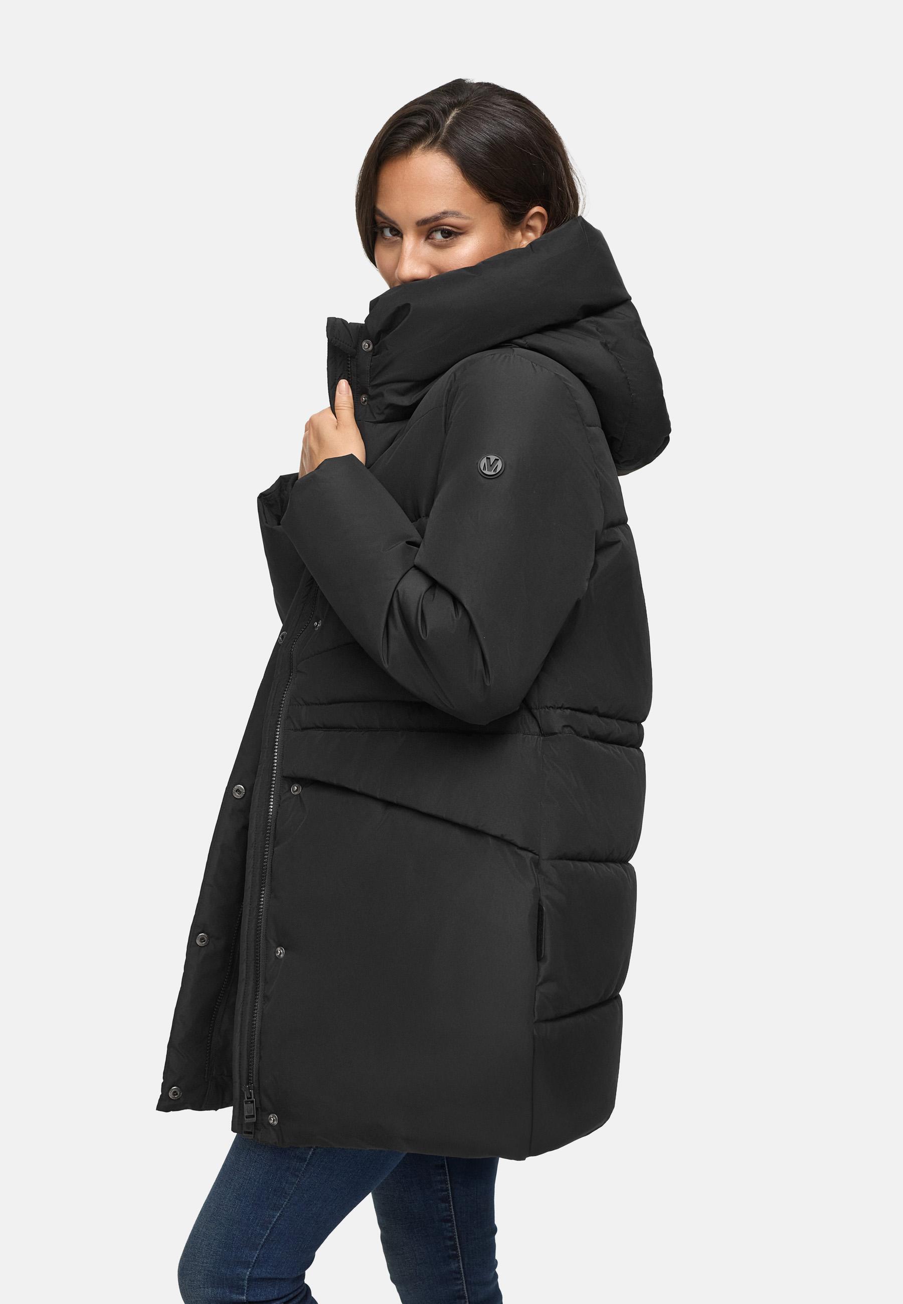 Steppjacke mit Kapuze und Taillenzugband "Delilah 16" Black