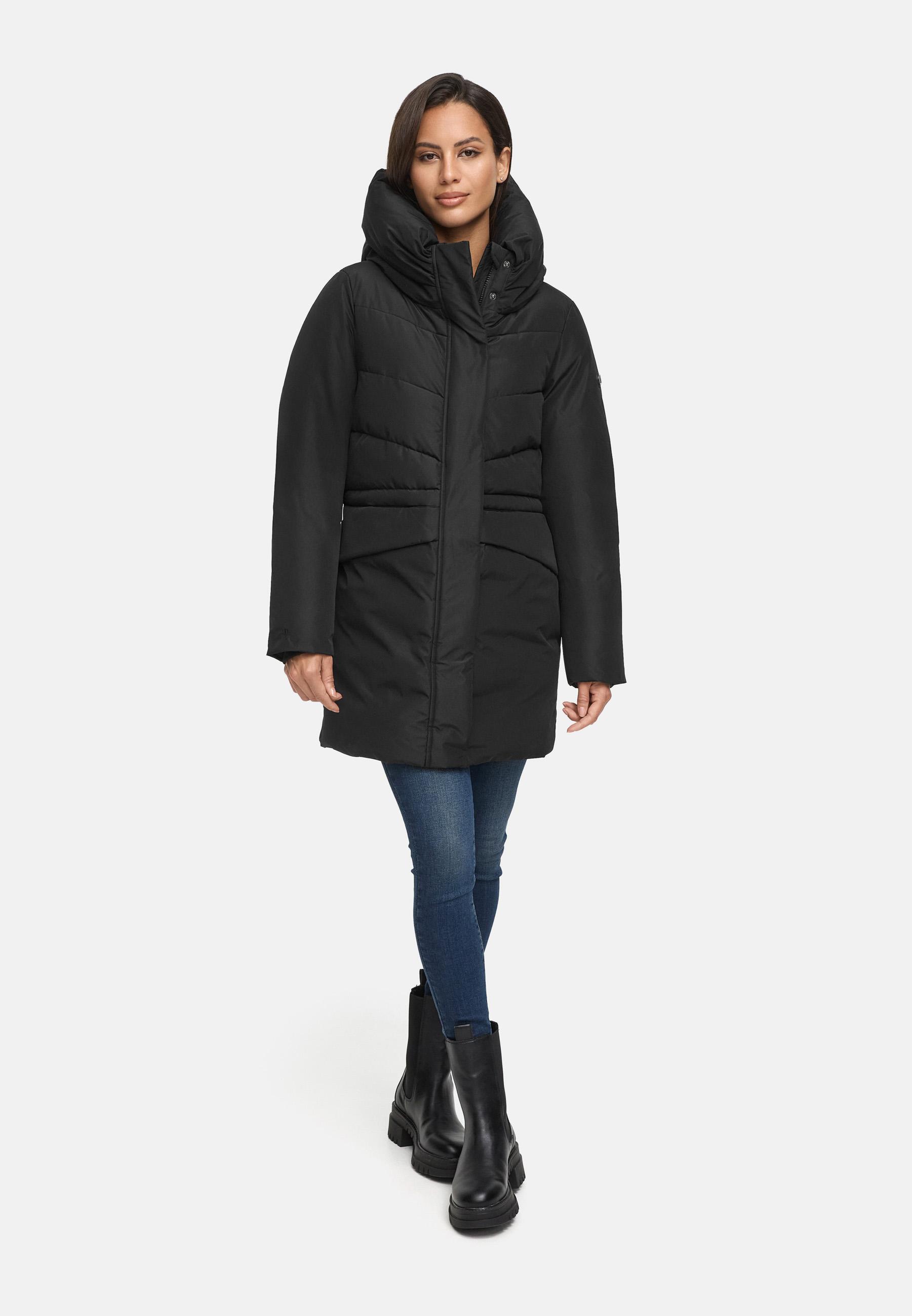 Steppjacke mit Kapuze und Taillenzugband "Delilah 16" Black