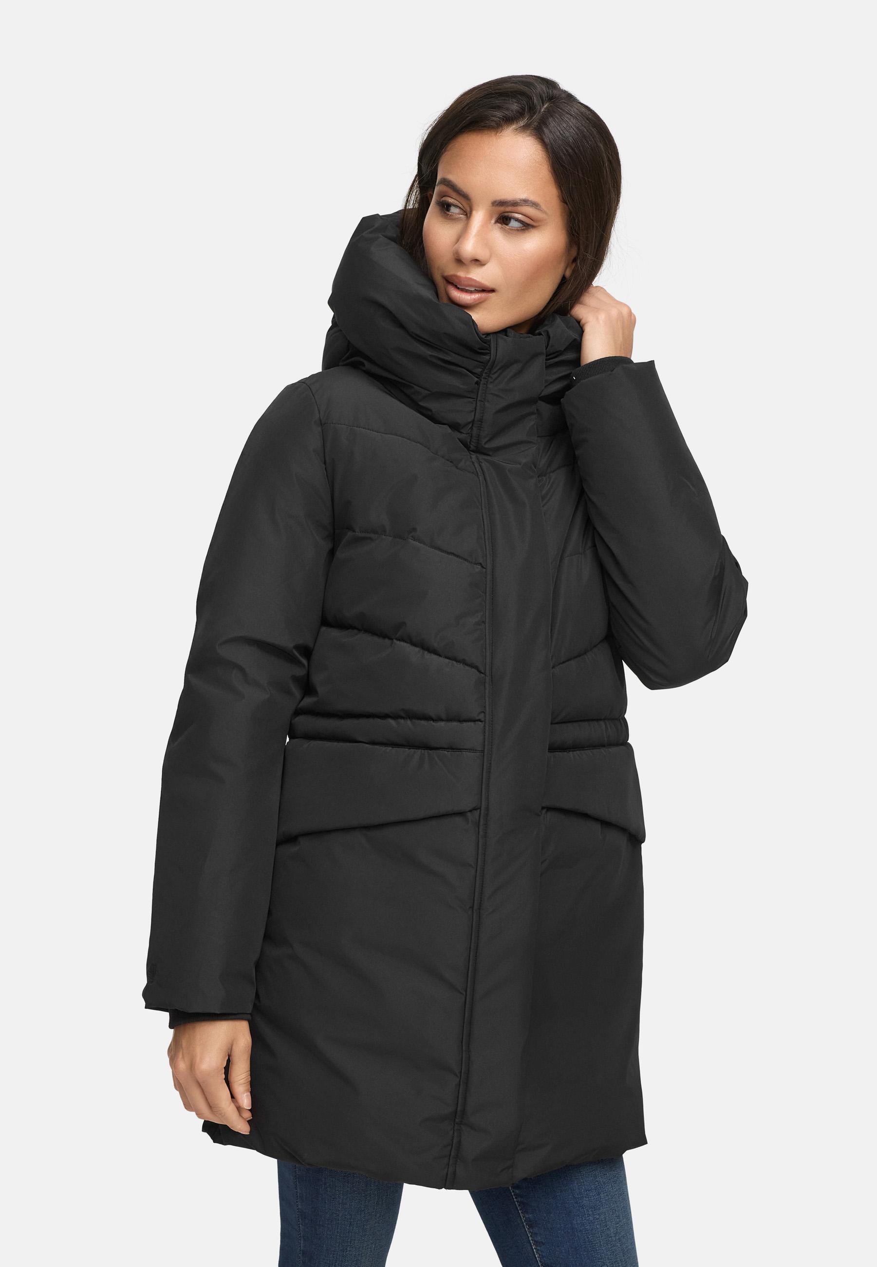 Steppjacke mit Kapuze und Taillenzugband "Delilah 16" Black