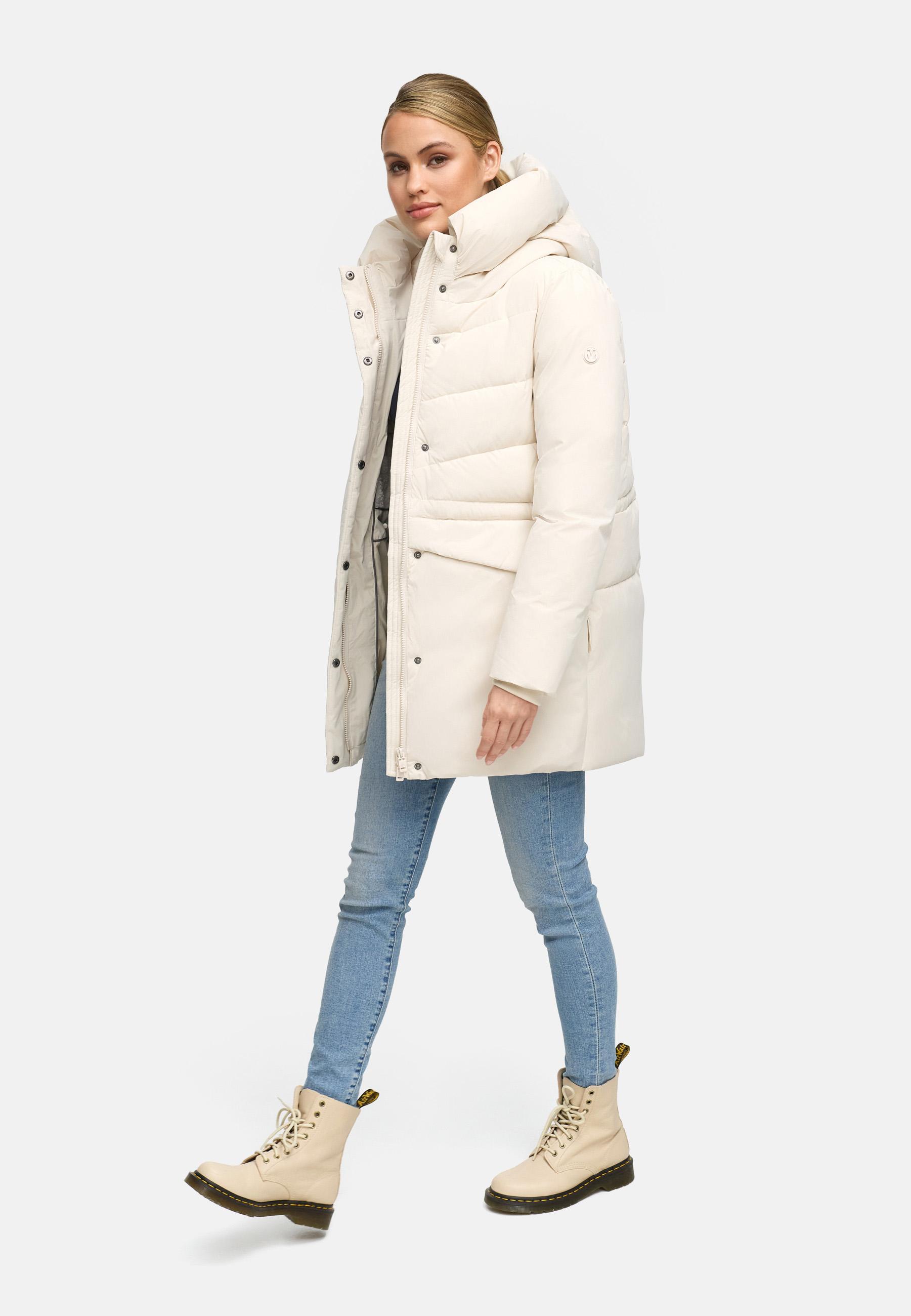 Steppjacke mit Kapuze und Taillenzugband "Delilah 16" Cream