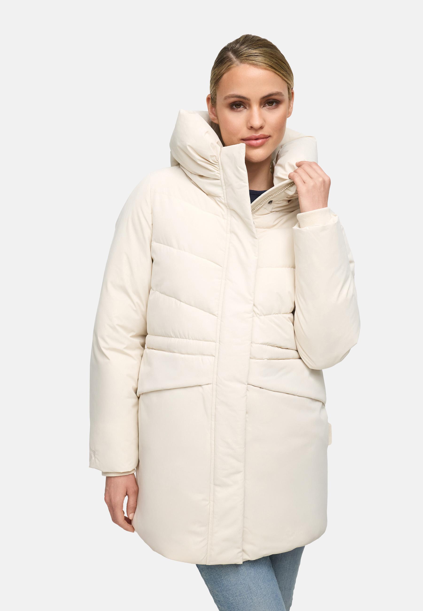 Steppjacke mit Kapuze und Taillenzugband "Delilah 16" Cream