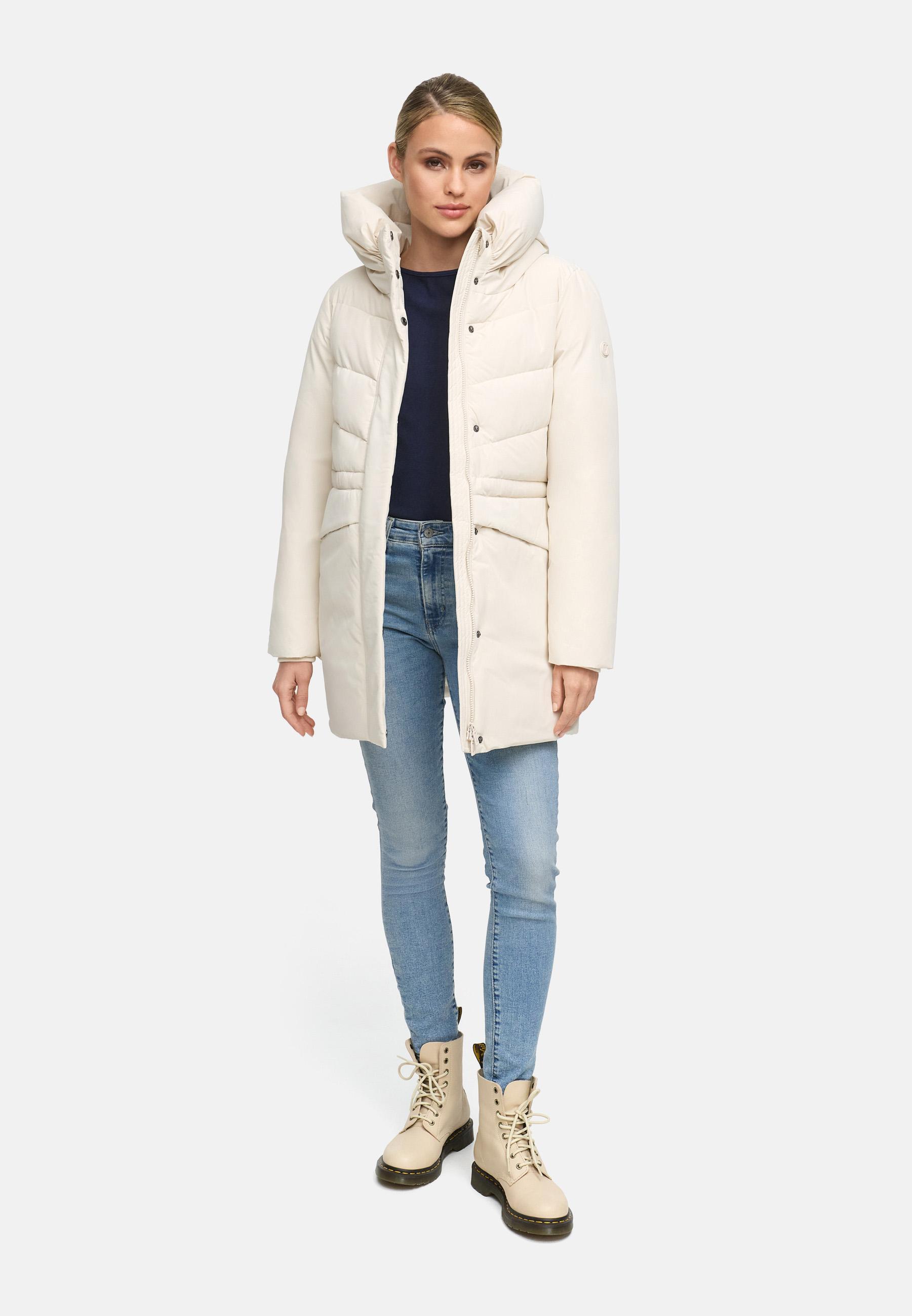 Steppjacke mit Kapuze und Taillenzugband "Delilah 16" Cream