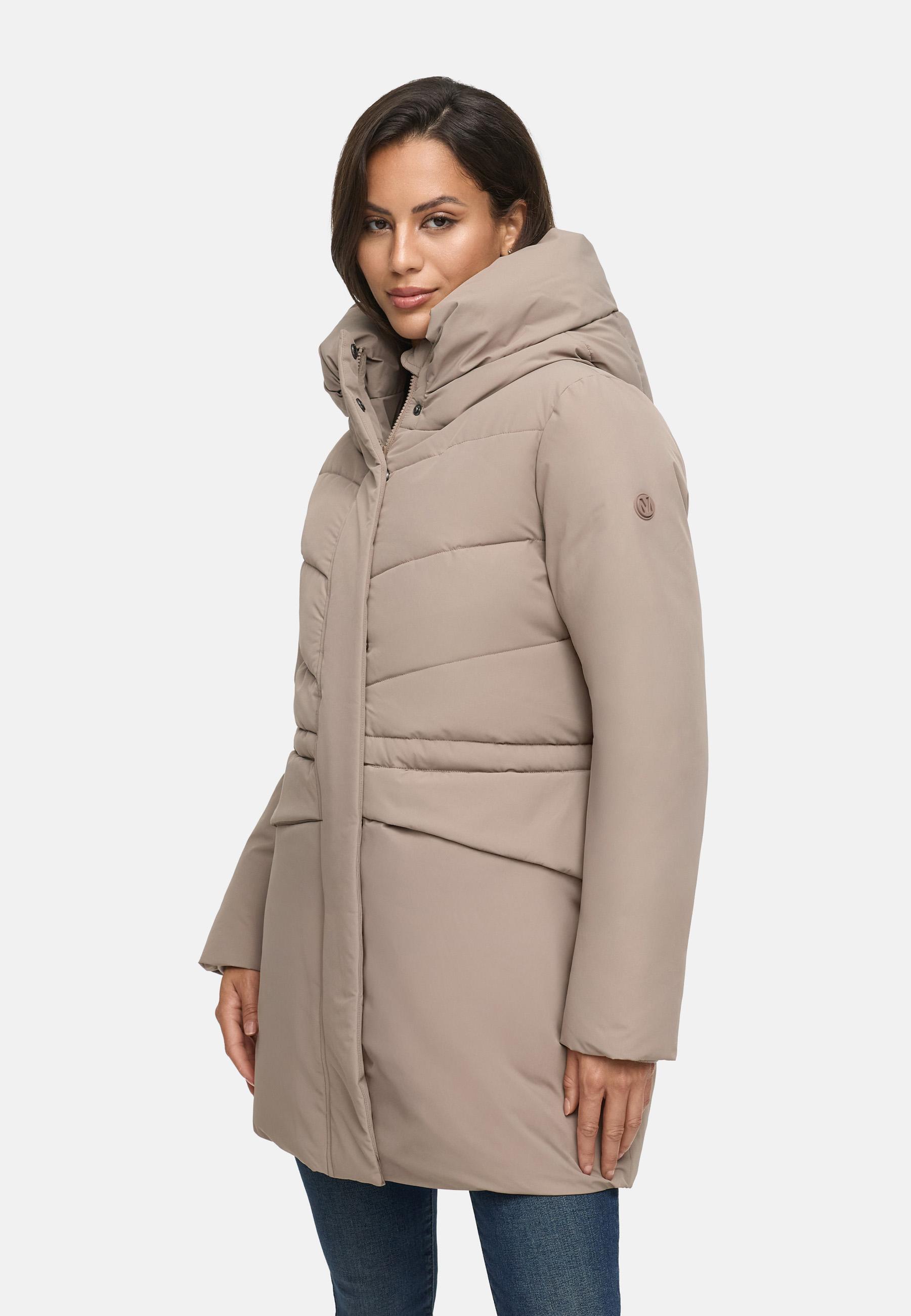 Steppjacke mit Kapuze und Taillenzugband "Delilah 16" Taupe Grey
