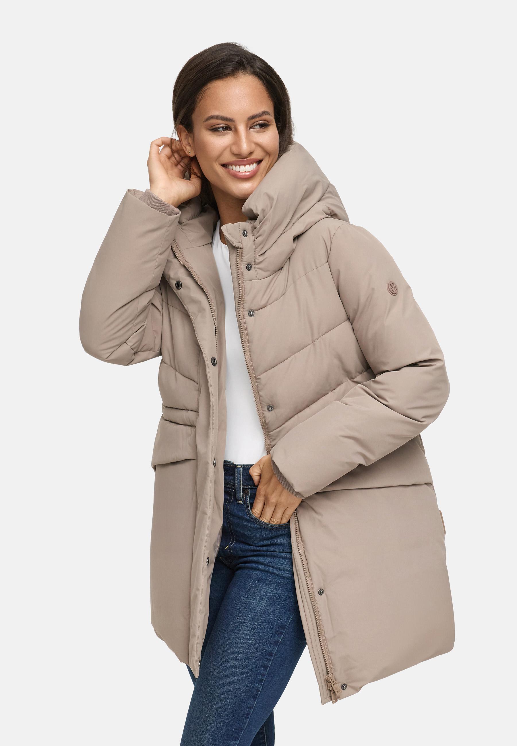 Steppjacke mit Kapuze und Taillenzugband "Delilah 16" Taupe Grey