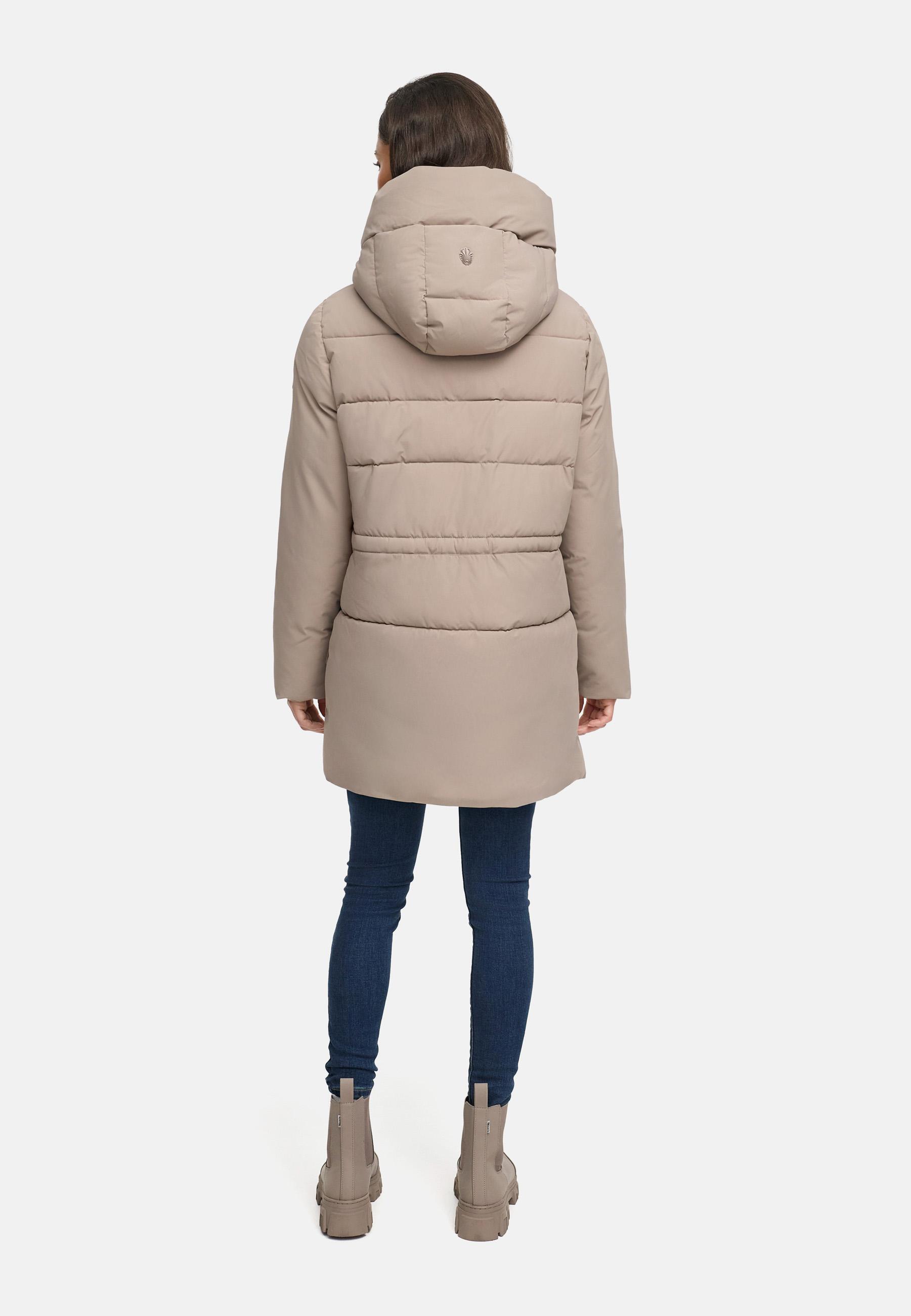 Steppjacke mit Kapuze und Taillenzugband "Delilah 16" Taupe Grey