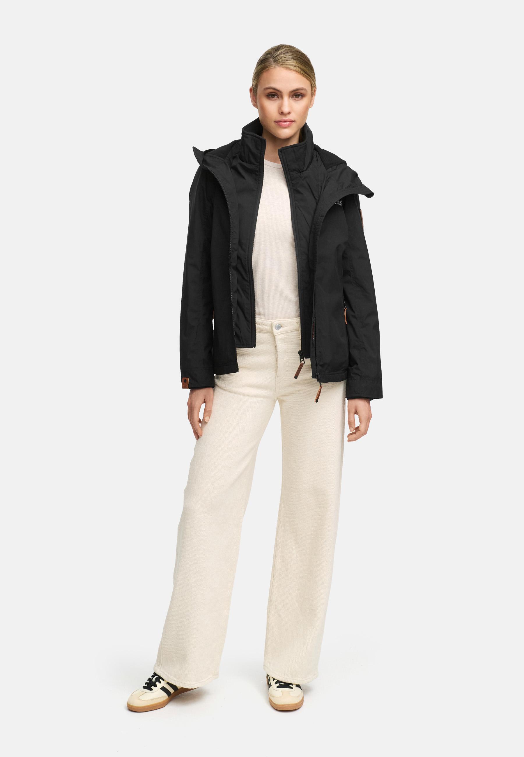 Leichte Übergangsjacke mit Kapuze "Erdbeere" Black2