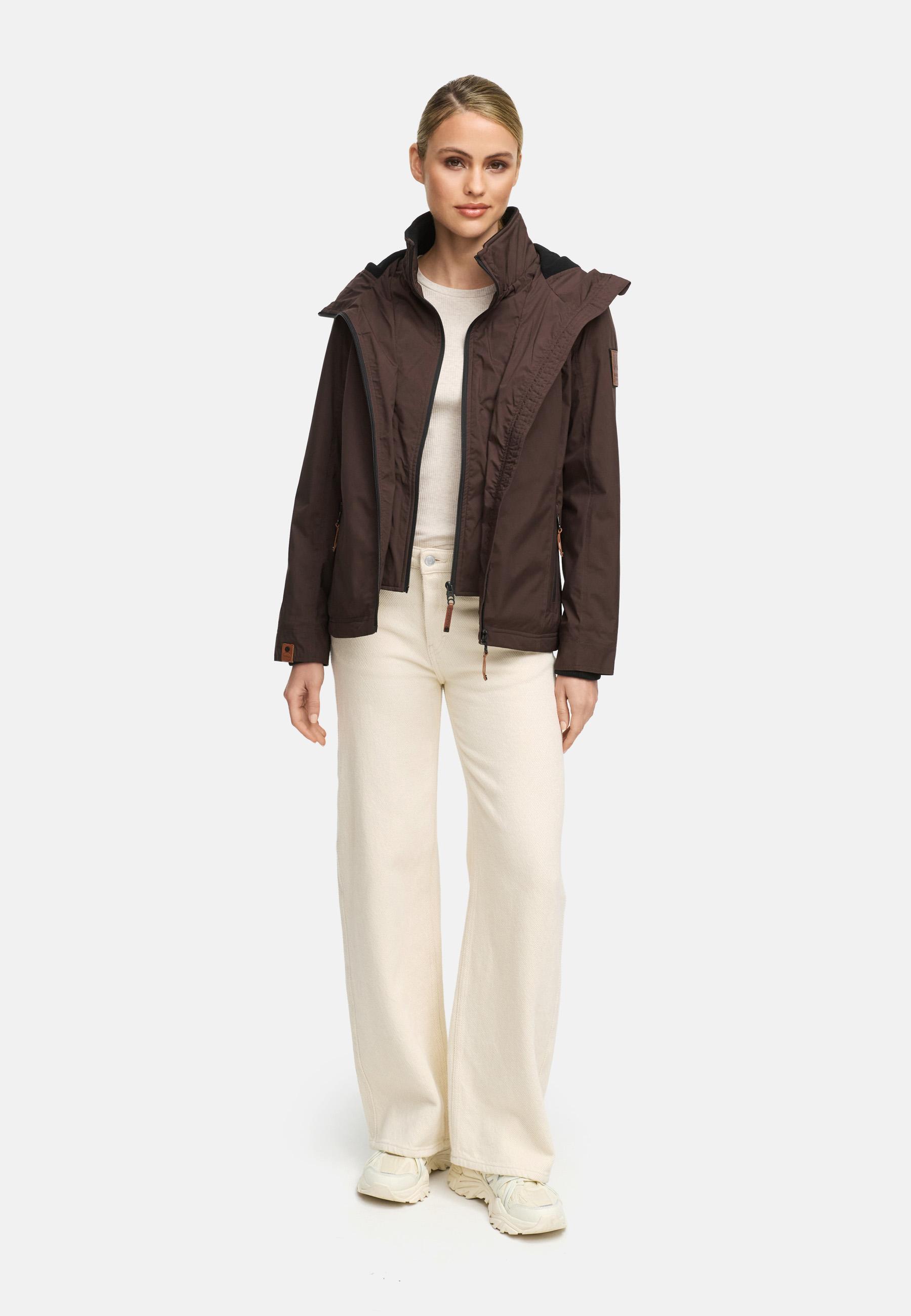 Leichte Übergangsjacke mit Kapuze "Erdbeere" Dark Choco