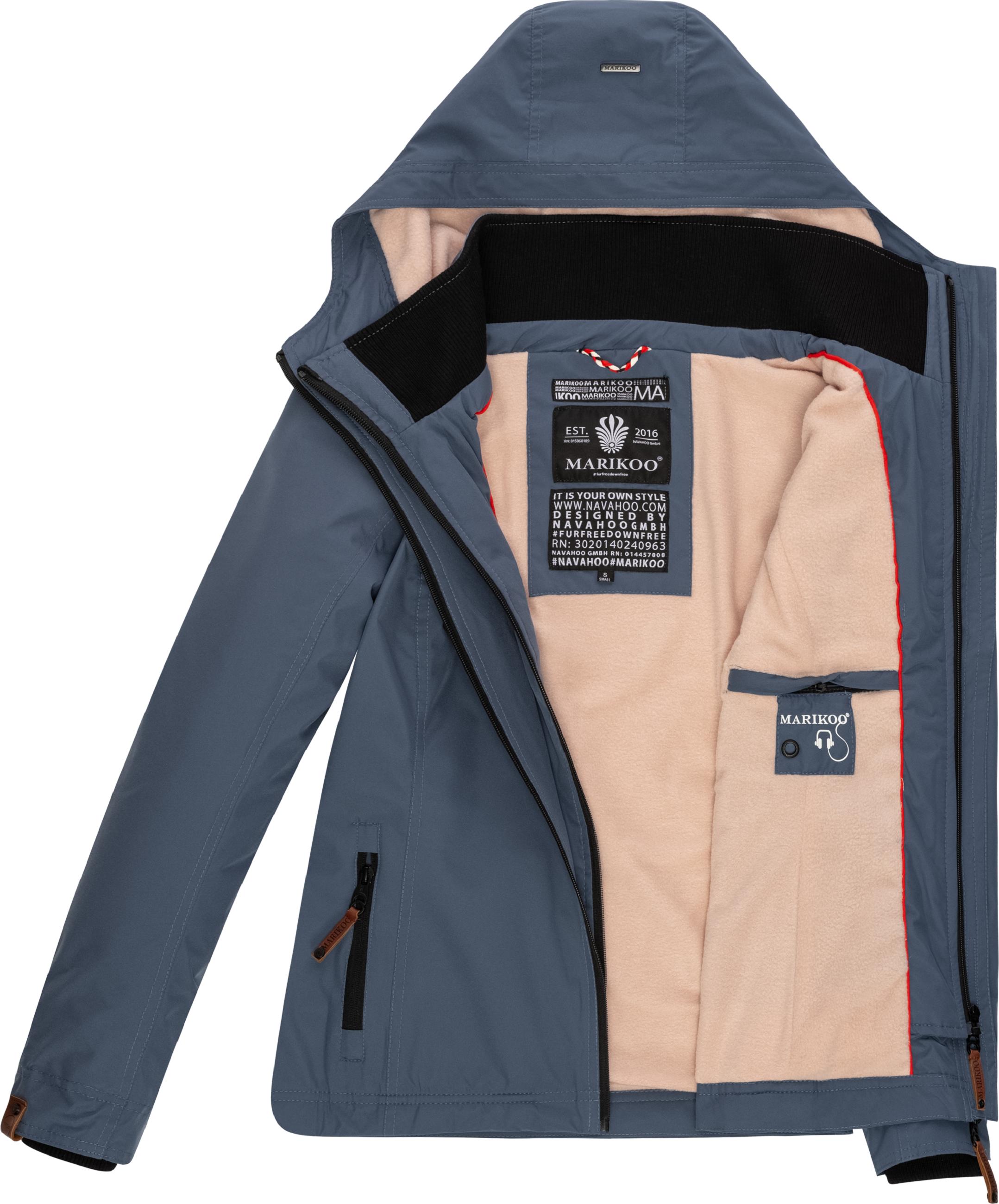 Leichte Übergangsjacke mit Kapuze "Erdbeere" Dusty Blue