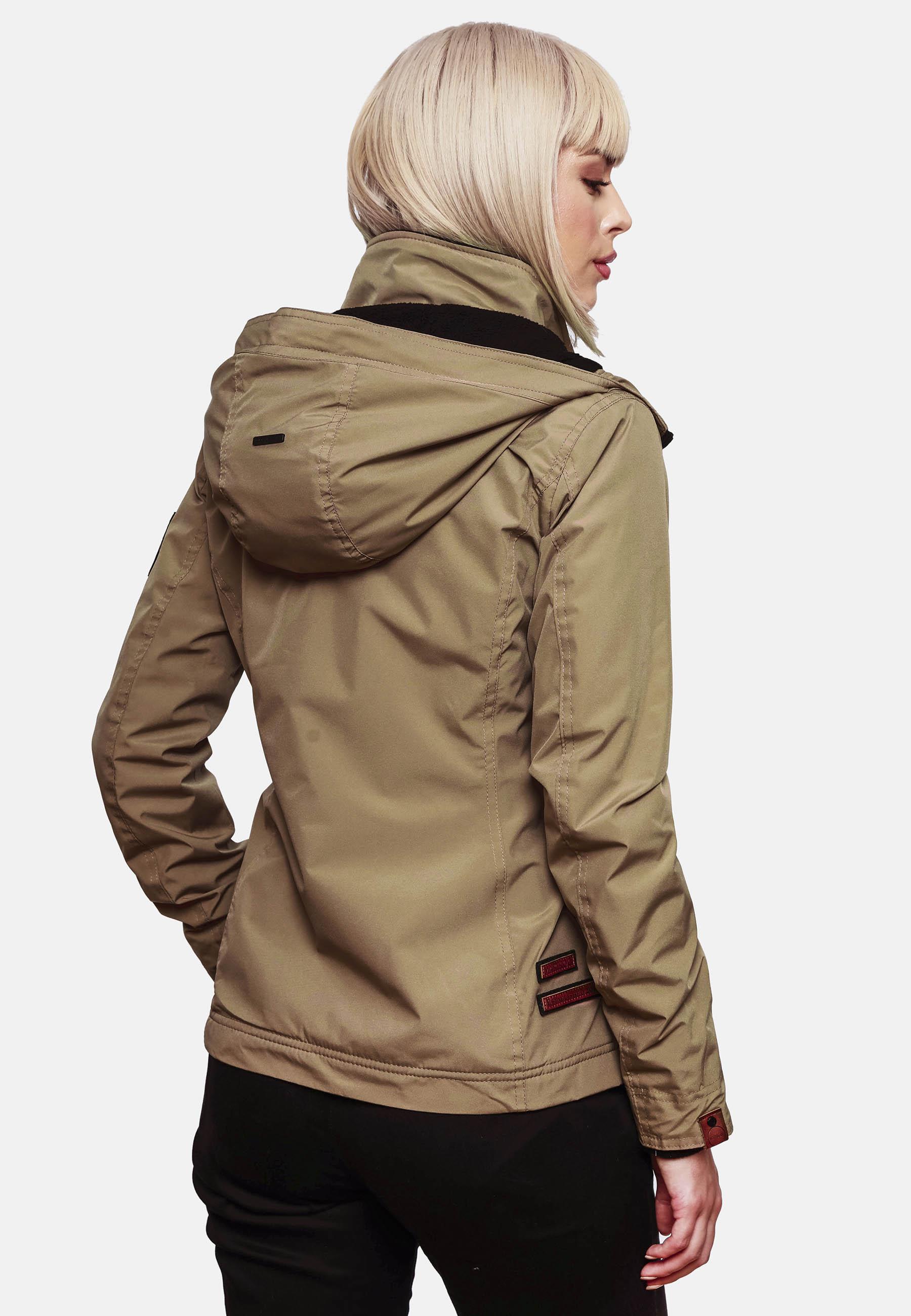 Leichte Übergangsjacke mit Kapuze "Erdbeere" Taupe