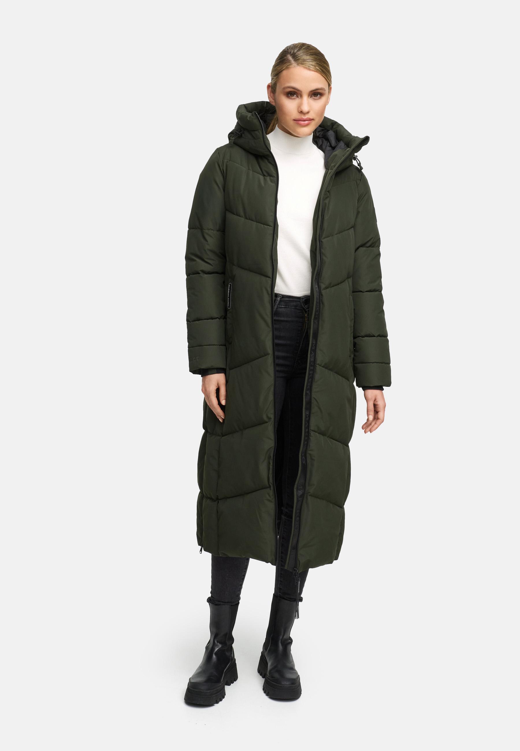 Winter Steppmantel mit wasserdichten Reißverschlüssen "Firella XVI" Dark Olive